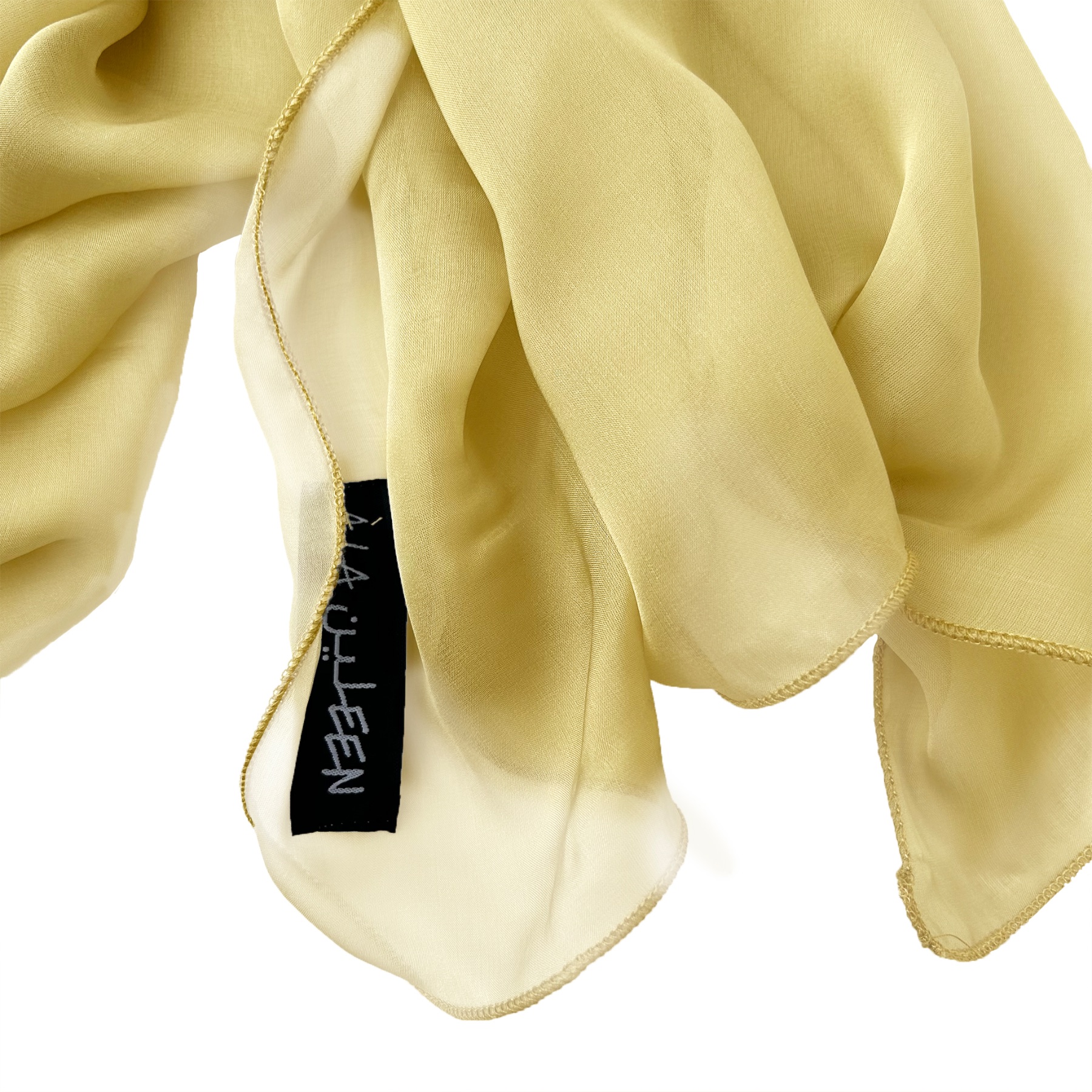 The Single-Layered Silk Chiffon Scarf – Bright Yellow - image 3