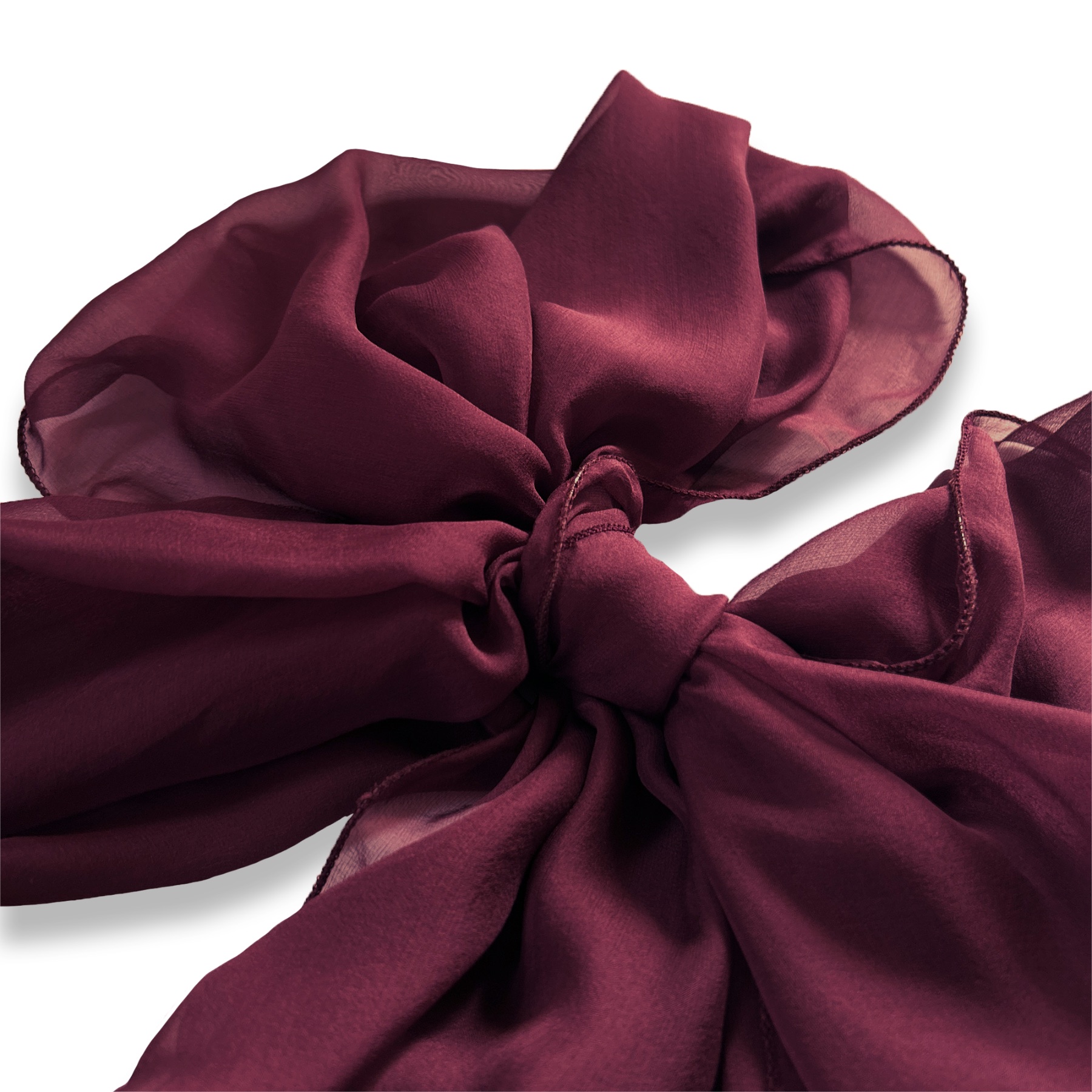 The Single-Layered Silk Chiffon Scarf – Dark Mulberry  - image 3