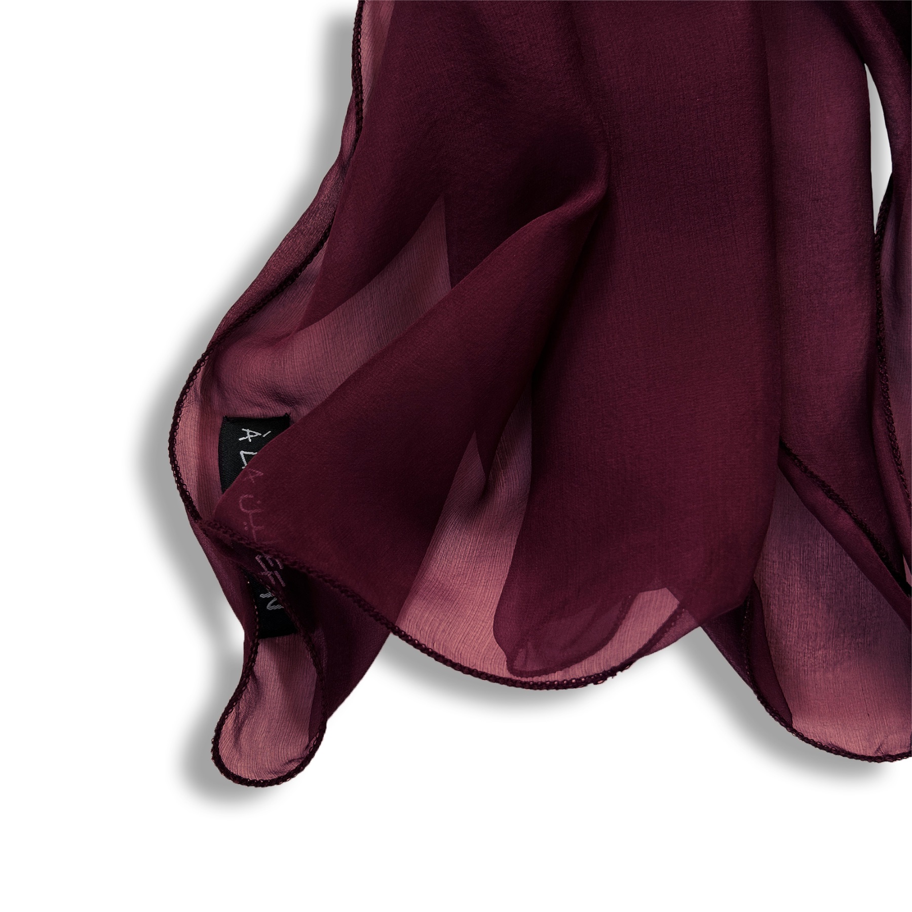 The Single-Layered Silk Chiffon Scarf – Dark Mulberry  - image 4