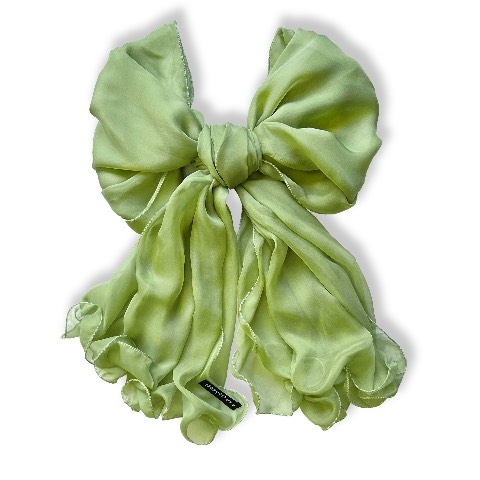 The Single-Layered Silk Chiffon Scarf – Minted Lemonade - image 1
