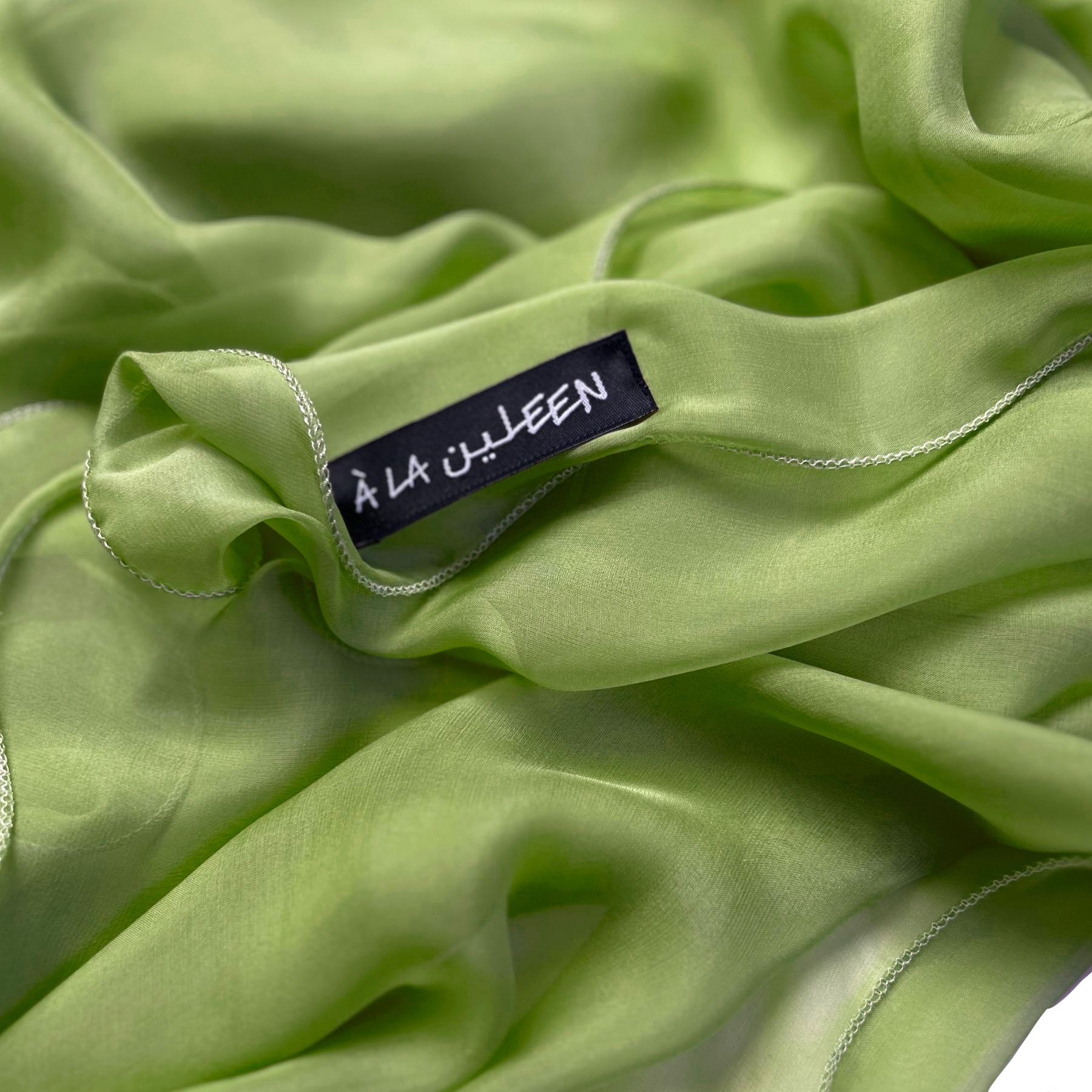 The Single-Layered Silk Chiffon Scarf – Minted Lemonade - image 3