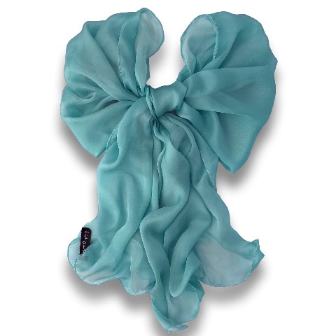 The Single-Layered Silk Chiffon Scarf – Tiffany Blue  - image 1