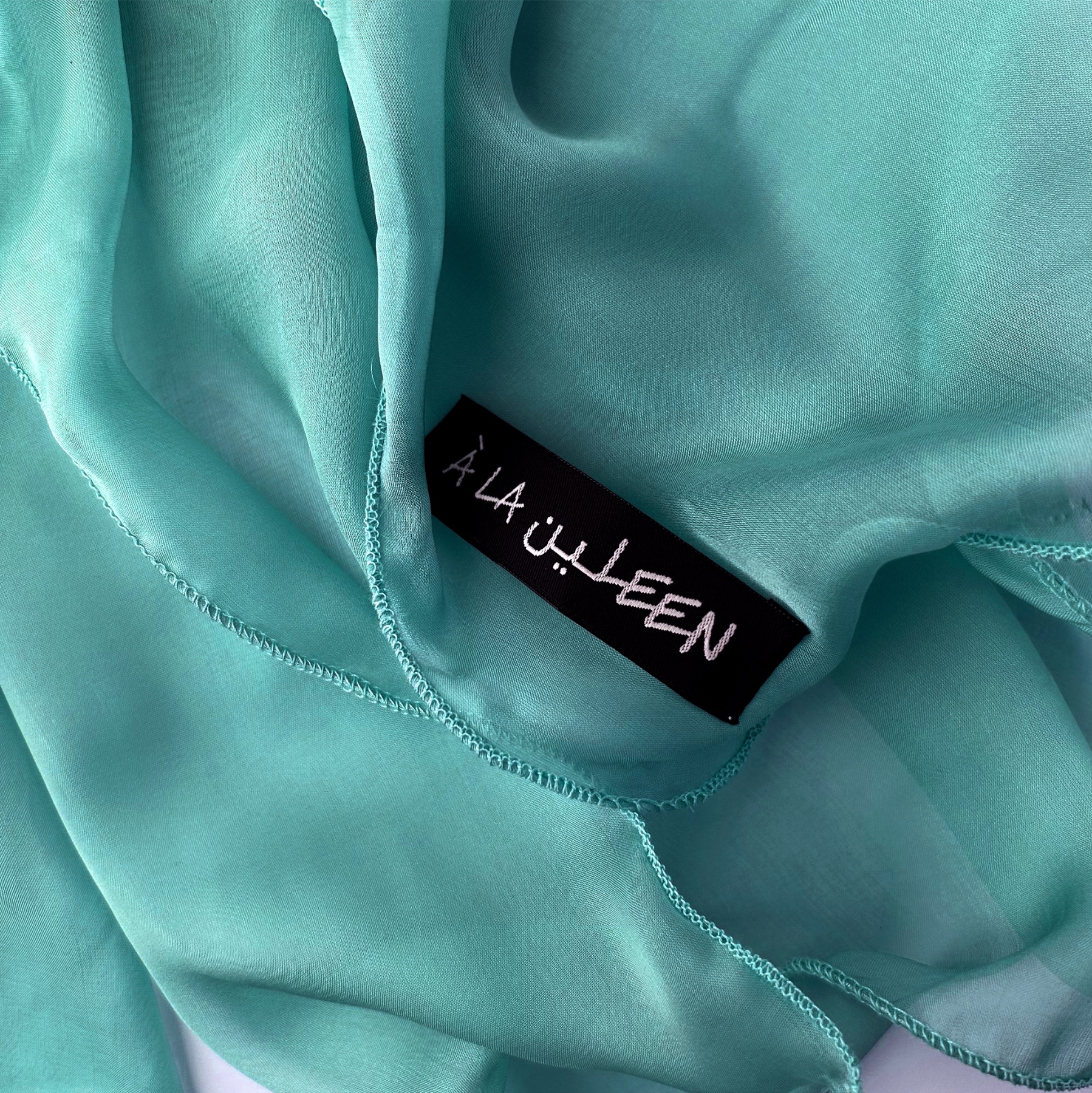 The Single-Layered Silk Chiffon Scarf – Tiffany Blue  - image 2