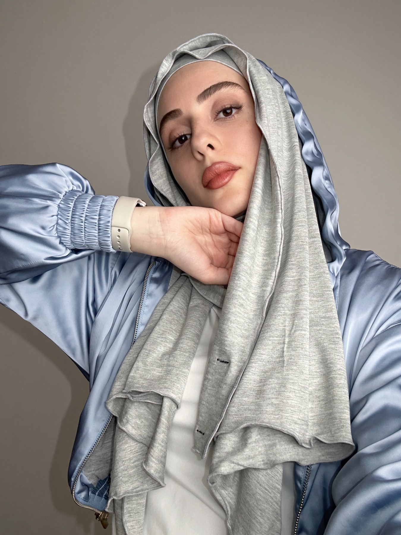 à la Leen jersey headscarf set in heather grey - image 2