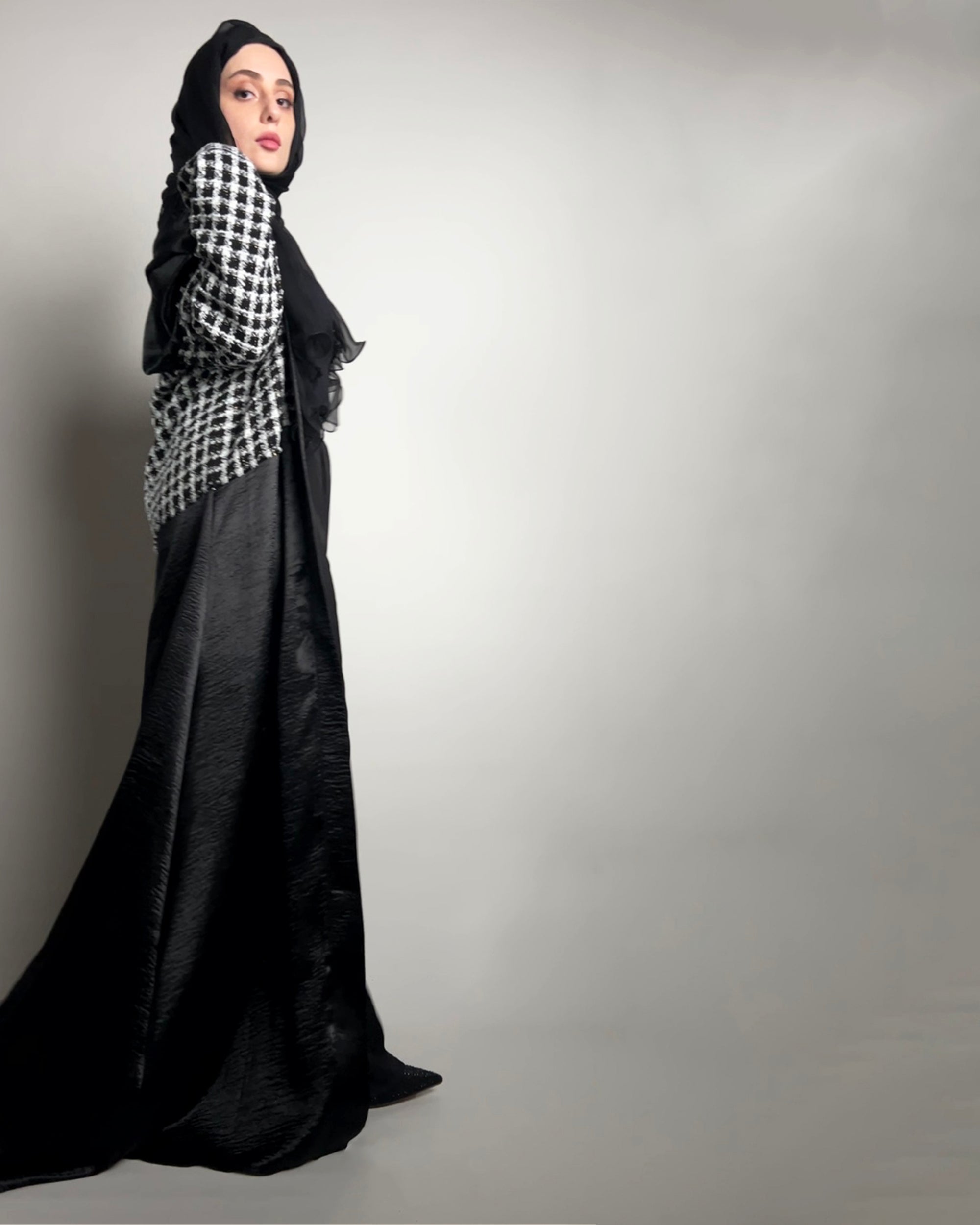 The Abaya- Off-Shoulders in Black and White - image 2