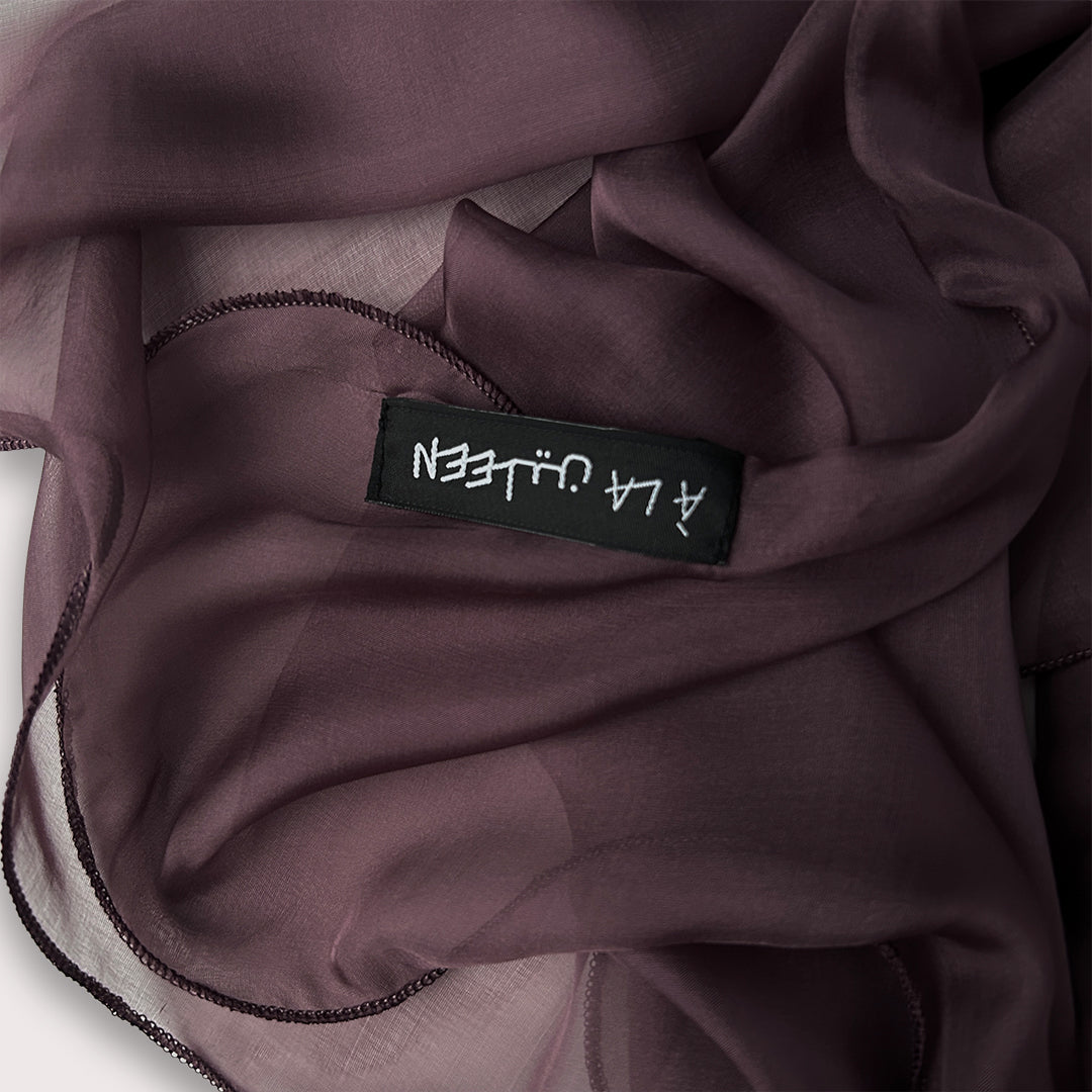 The Double-Layered Silk Chiffon Scarf – Plum Brown - image 3
