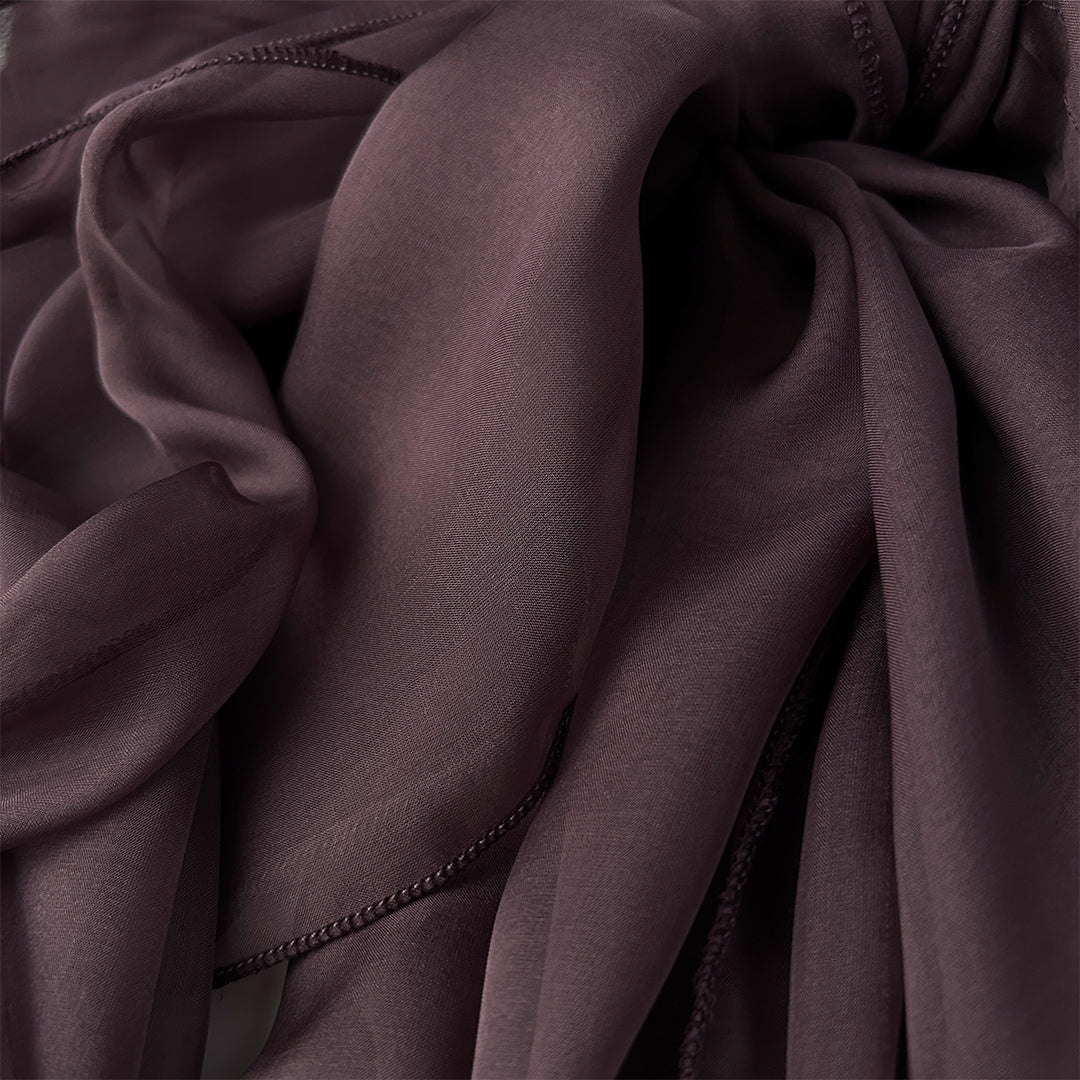 The Double-Layered Silk Chiffon Scarf – Plum Brown - image 4