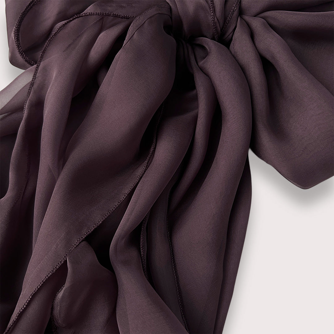 The Double-Layered Silk Chiffon Scarf – Plum Brown - image 5