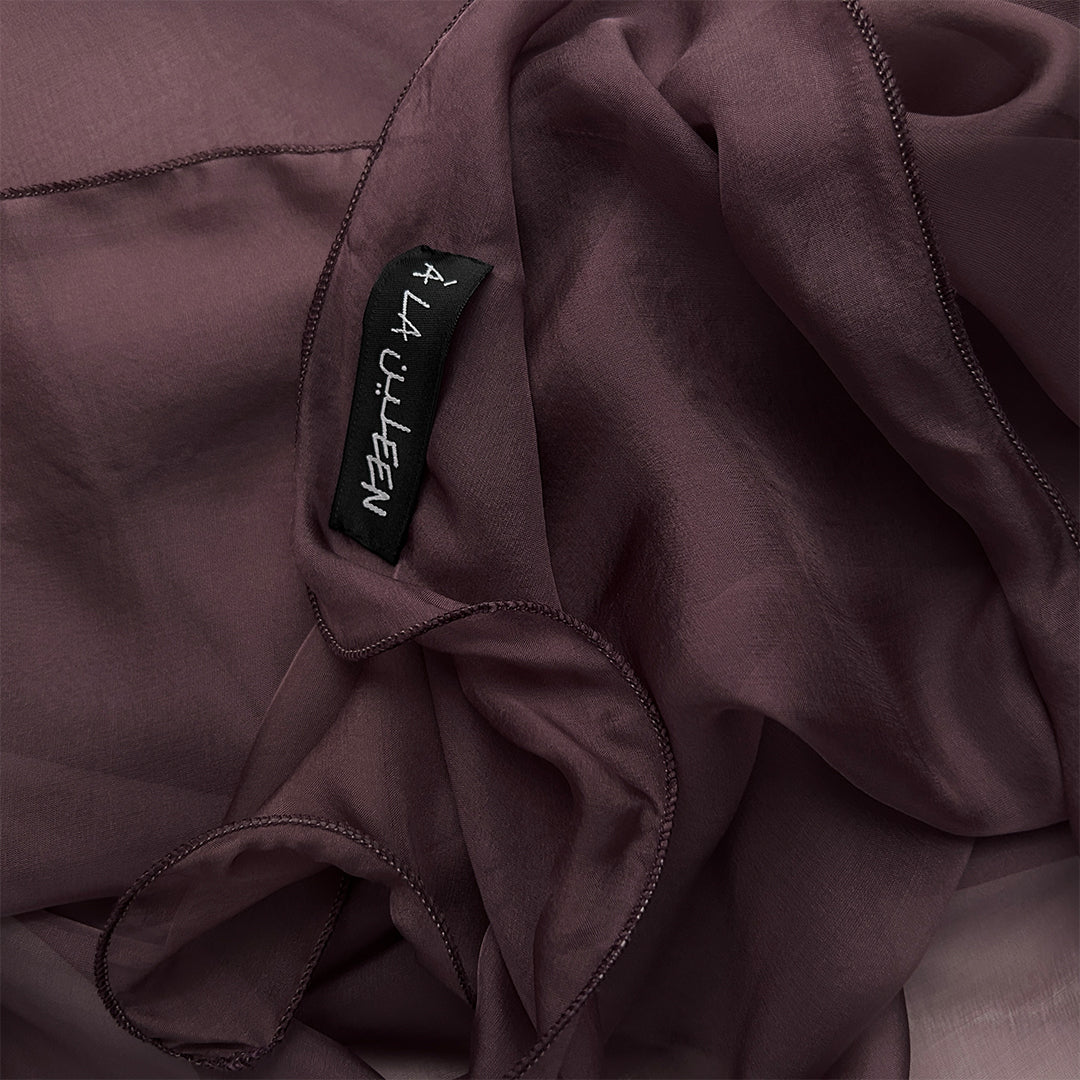 The Double-Layered Silk Chiffon Scarf – Plum Brown - image 6