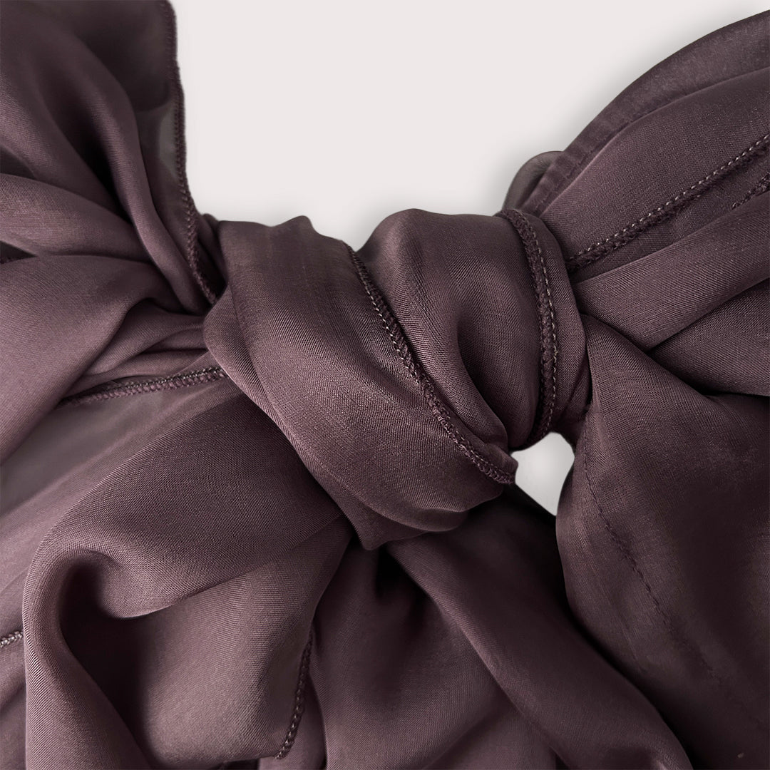 The Double-Layered Silk Chiffon Scarf – Plum Brown - image 1