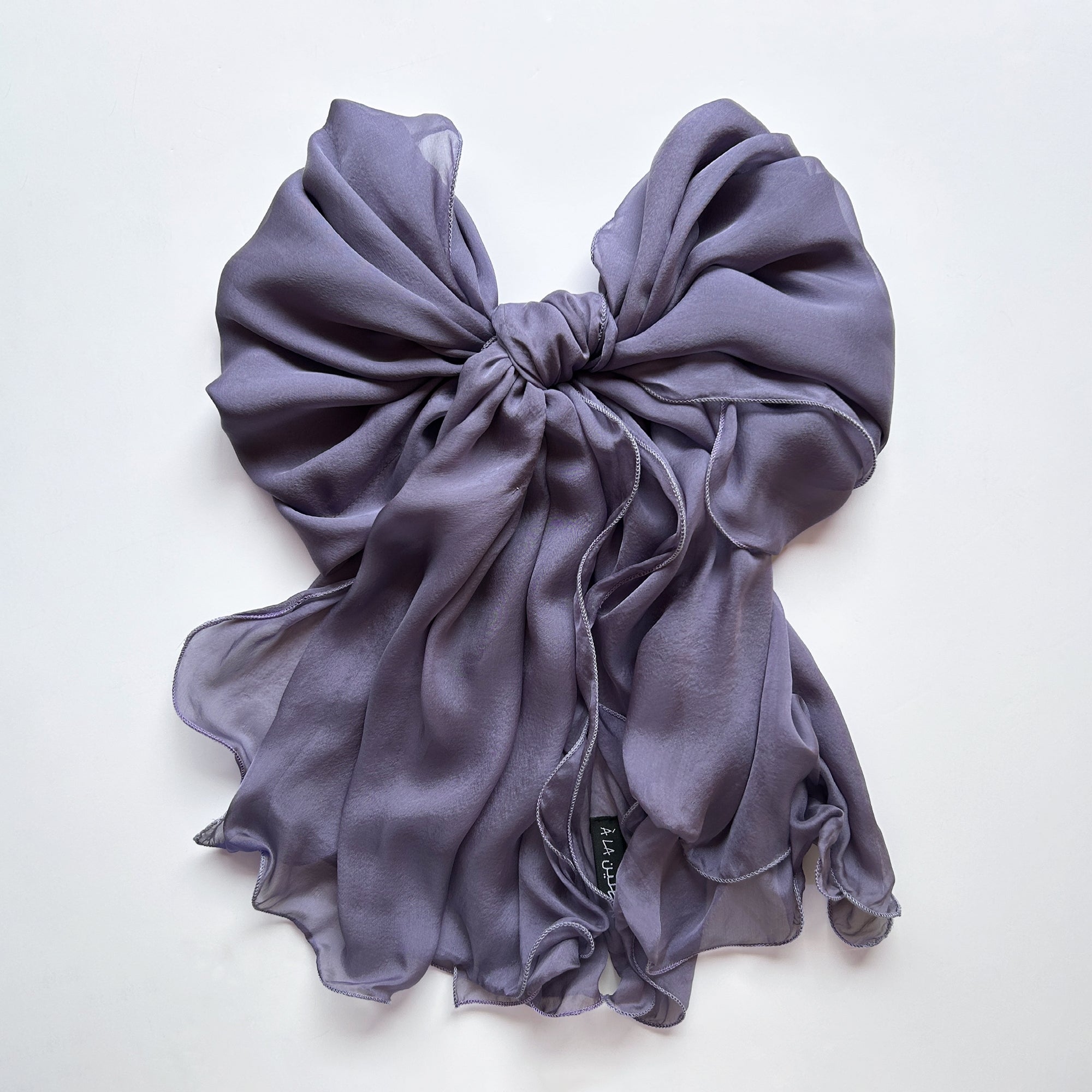 The Double-Layered Silk Chiffon Scarf – Charcoal Lavender - image 2