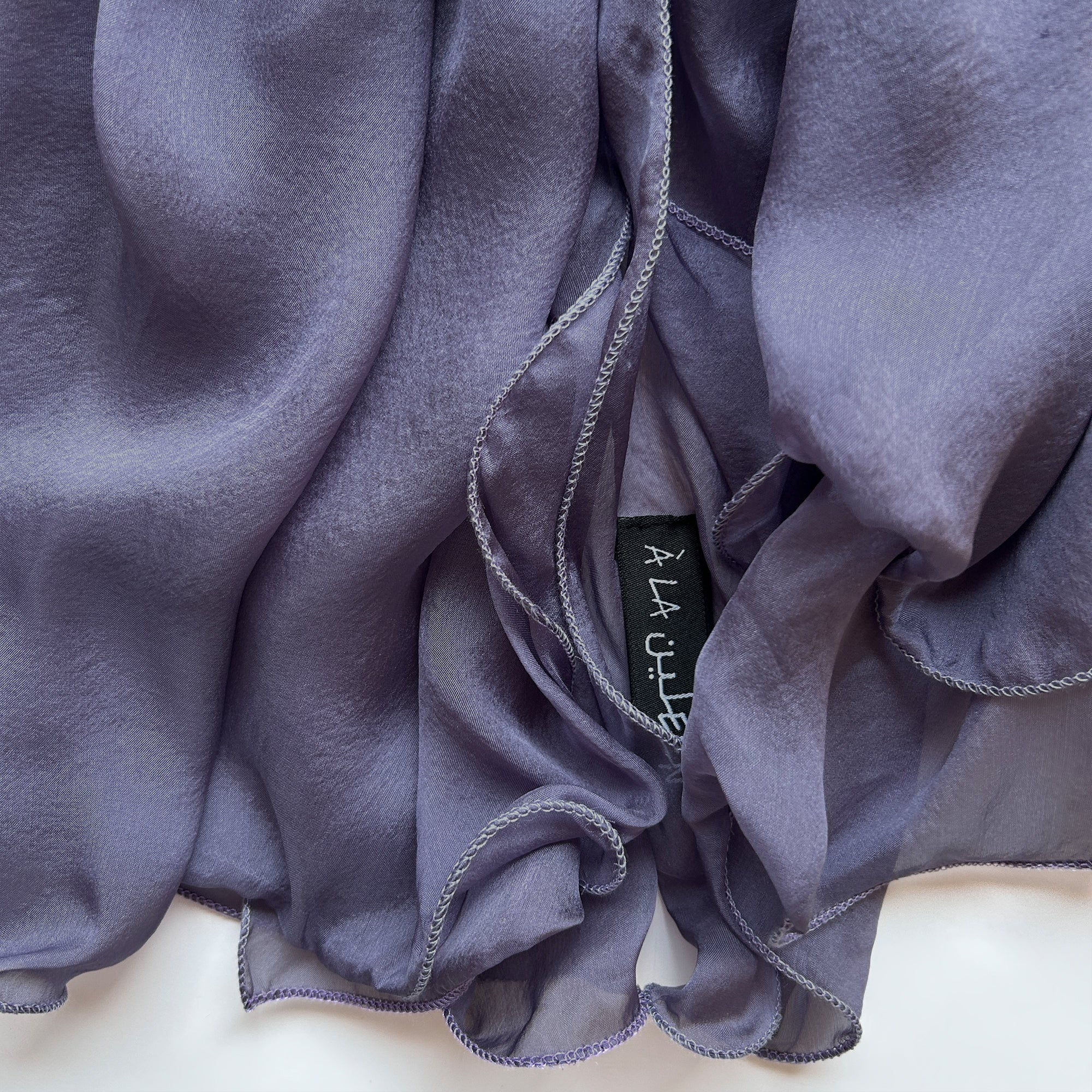 The Double-Layered Silk Chiffon Scarf – Charcoal Lavender - image 4