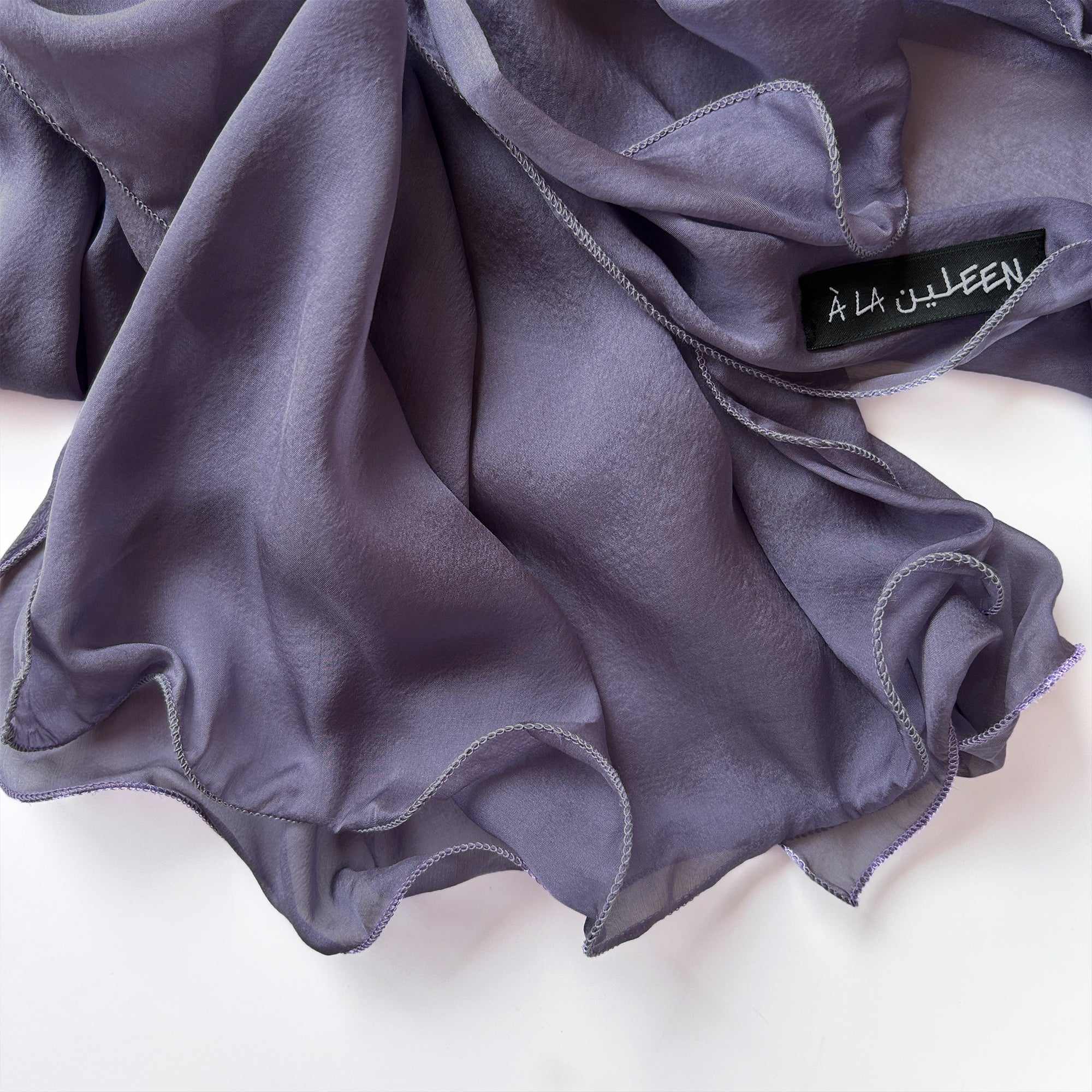 The Double-Layered Silk Chiffon Scarf – Charcoal Lavender - image 5