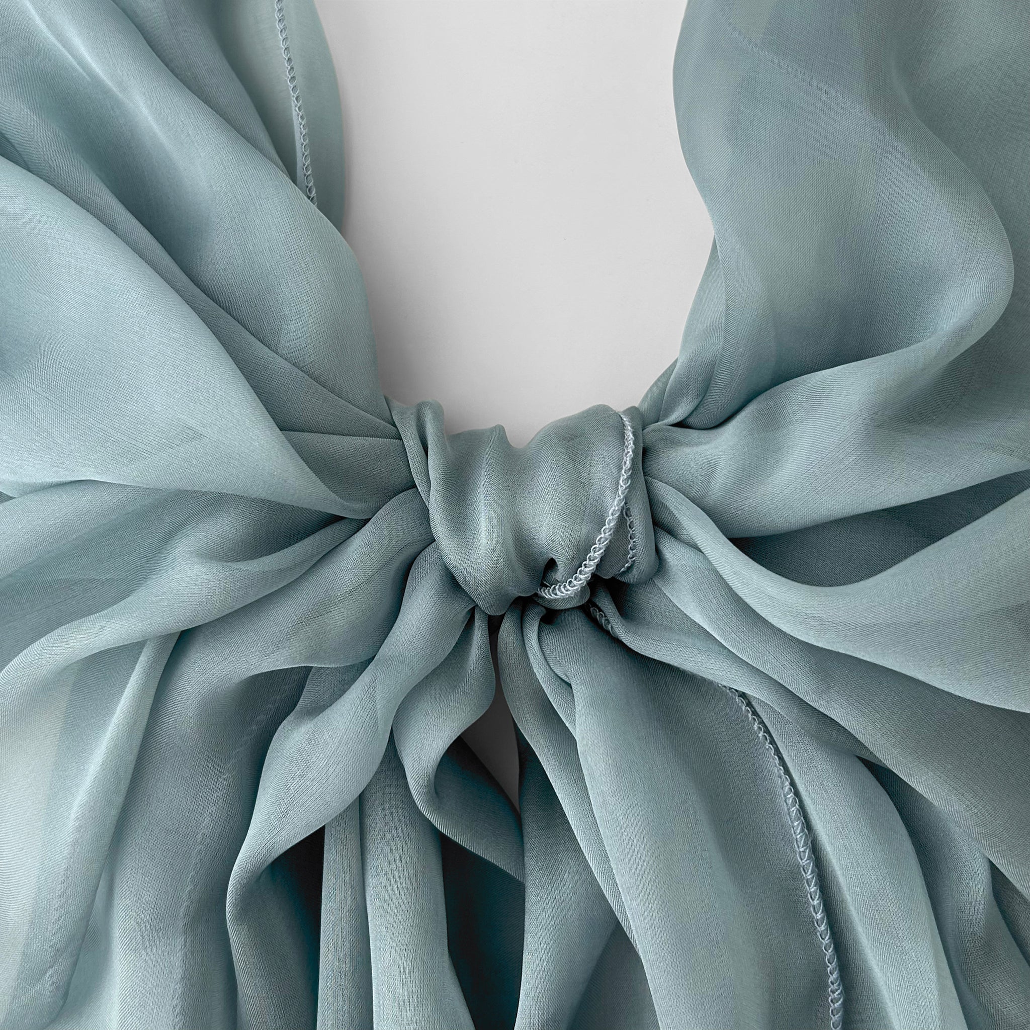 The Single-Layered Silk Chiffon Scarf – Grayish Blue - image 2