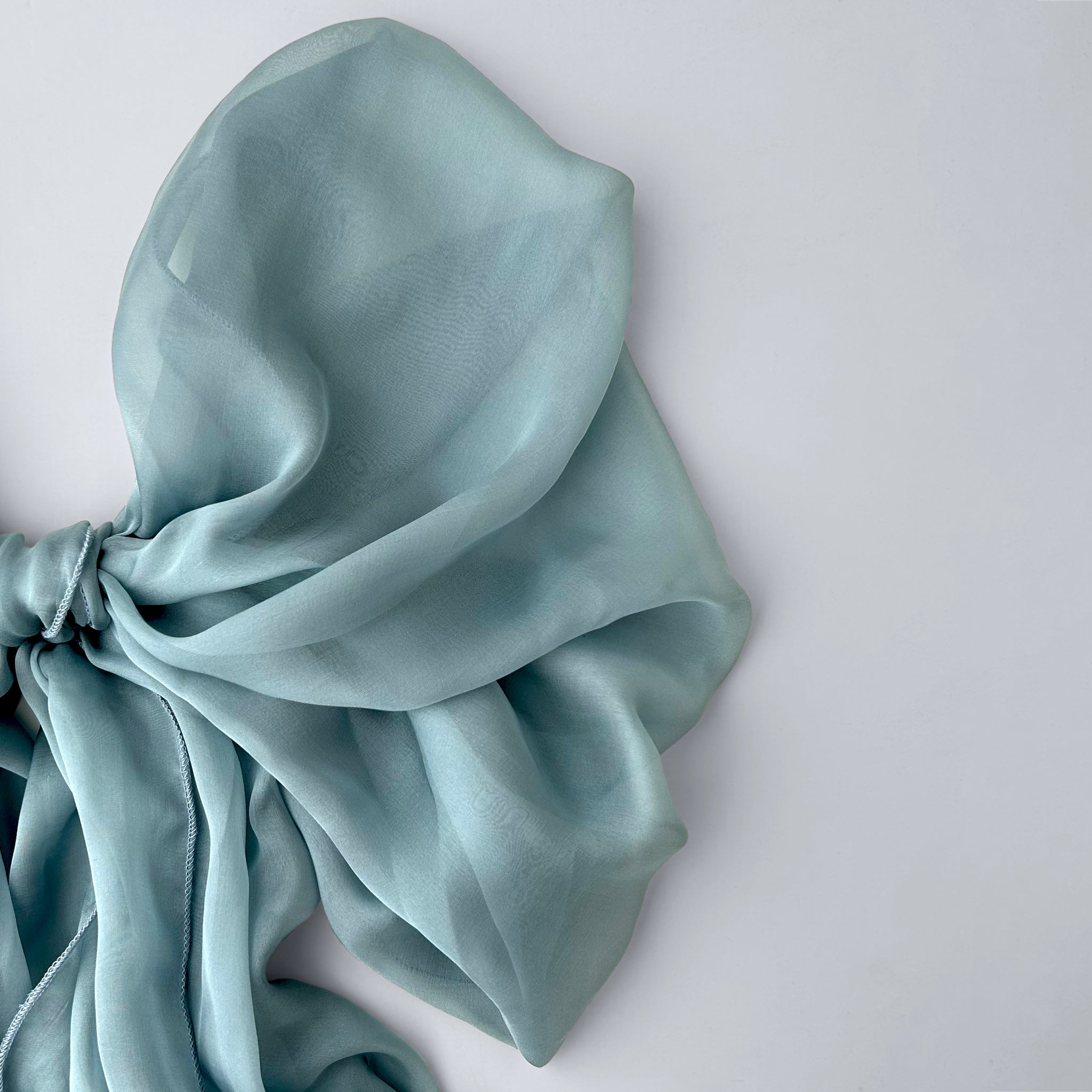 The Single-Layered Silk Chiffon Scarf – Grayish Blue - image 3