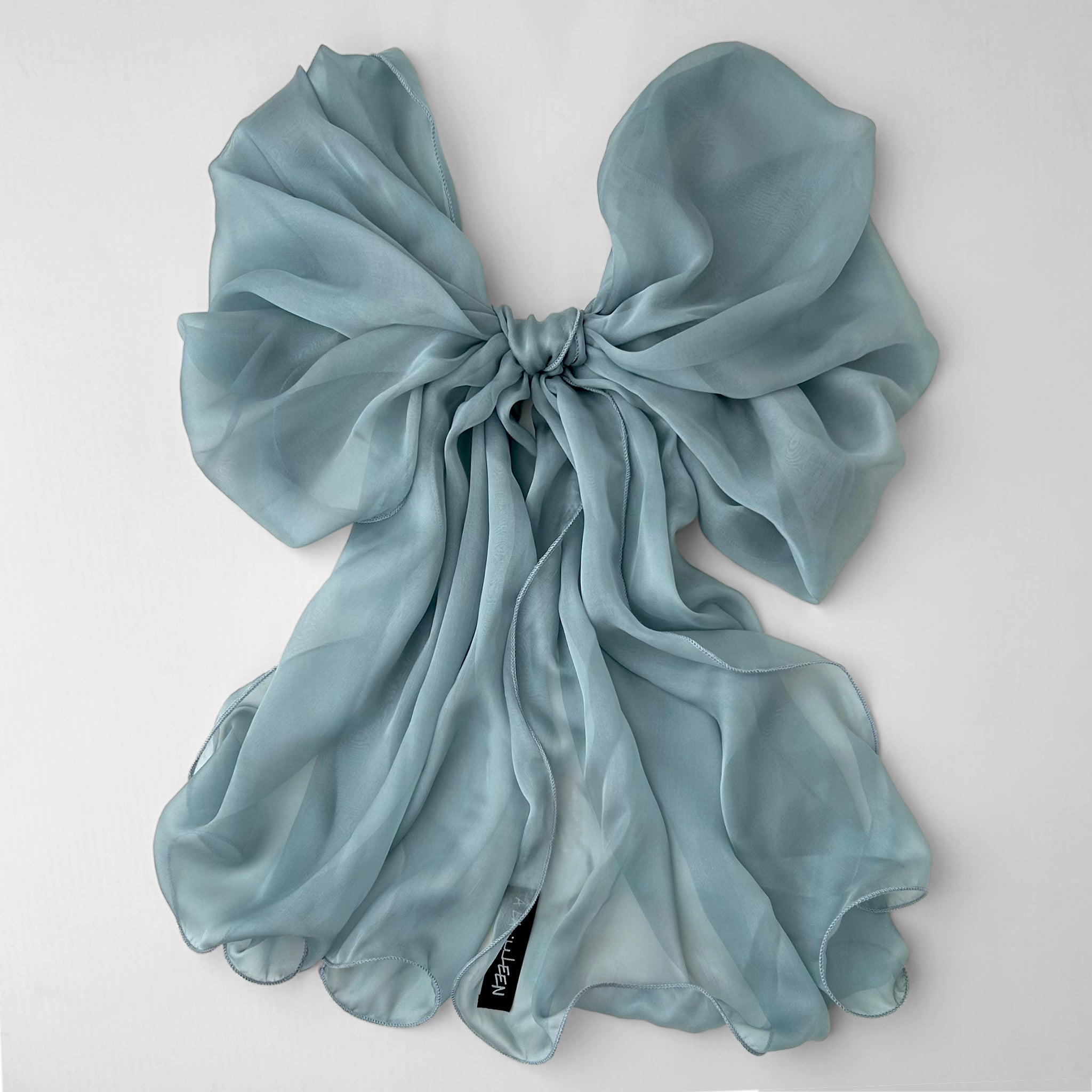 The Single-Layered Silk Chiffon Scarf – Grayish Blue - image 1
