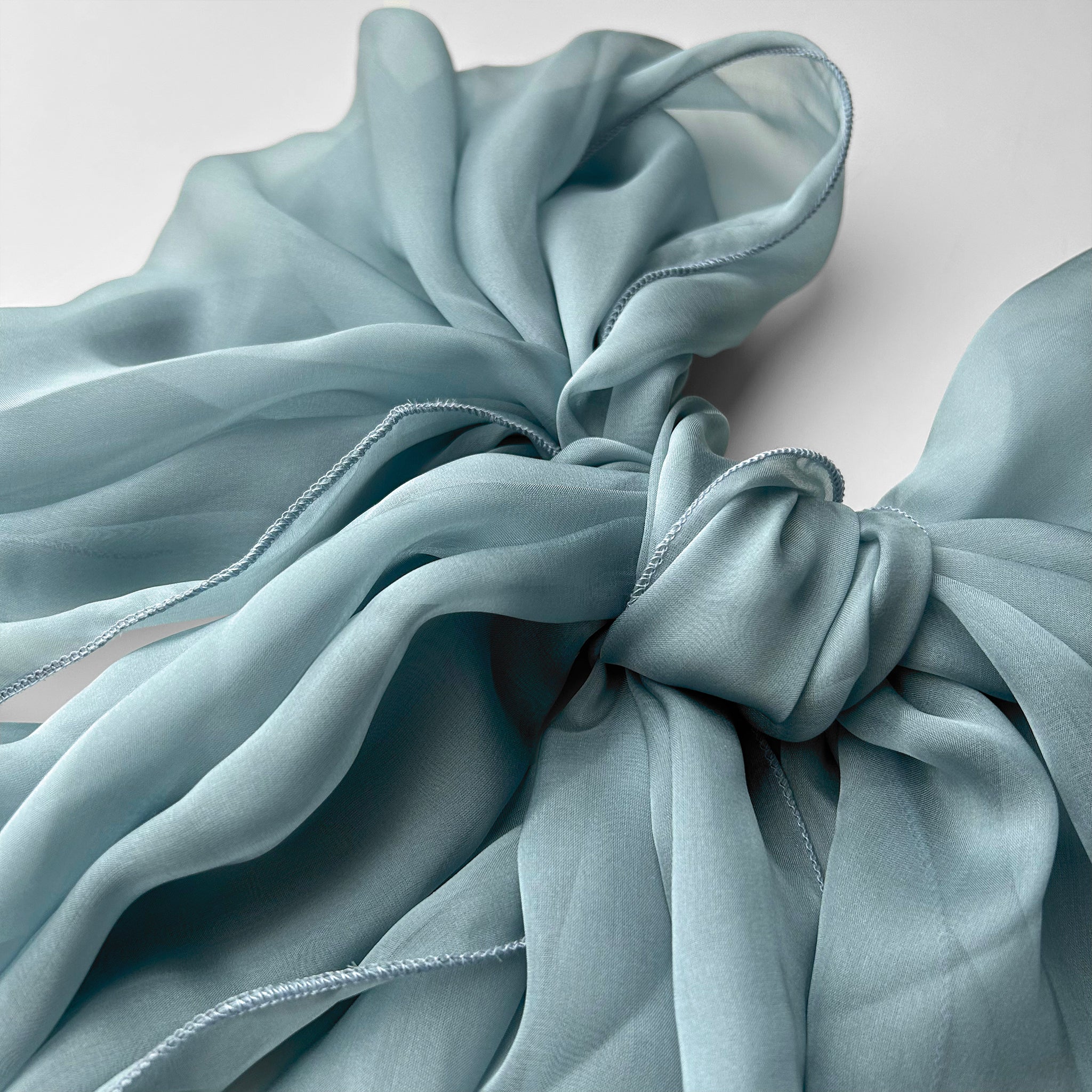 The Single-Layered Silk Chiffon Scarf – Grayish Blue - image 5
