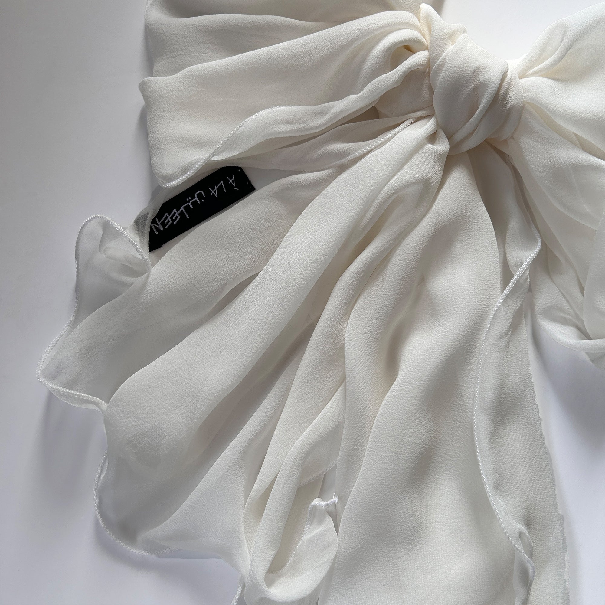 The Single-Layered Silk Chiffon Scarf – Off-White - image 4