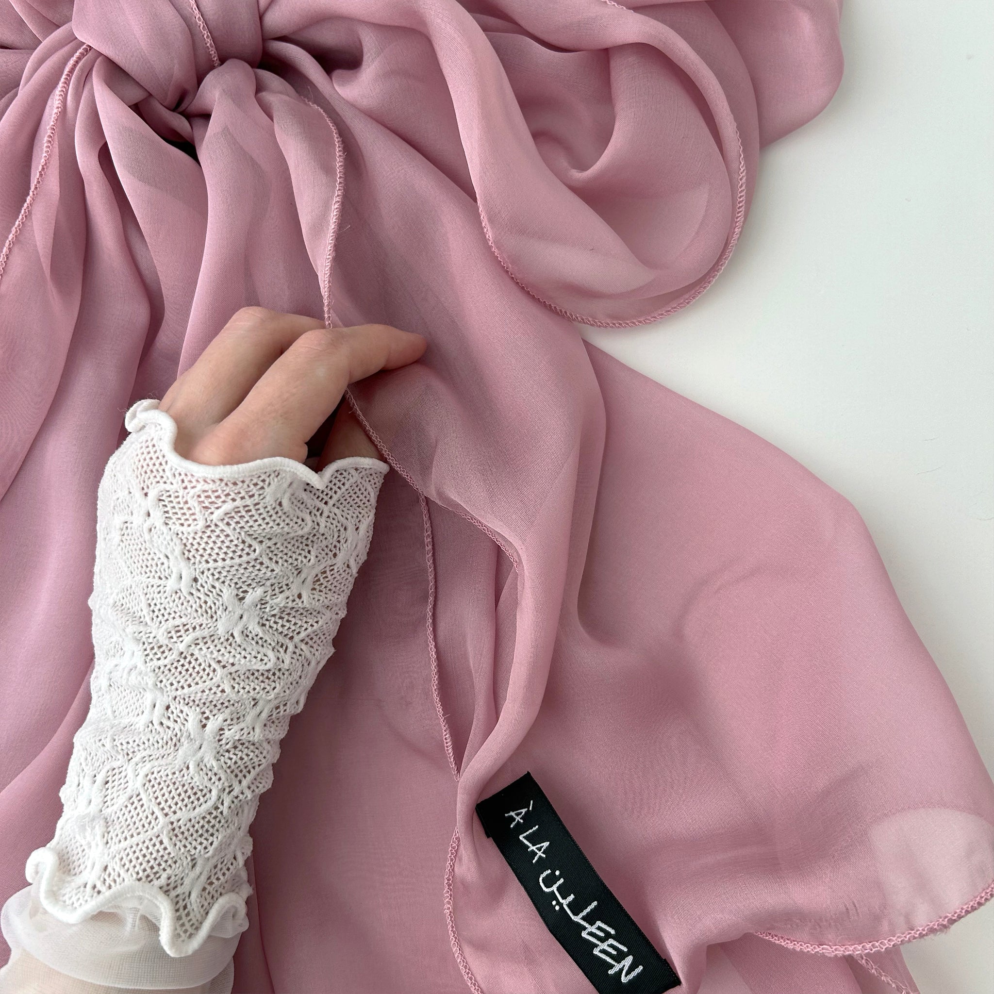 The Single-Layered Silk Chiffon Scarf – Dusty Mauve Rose - image 1