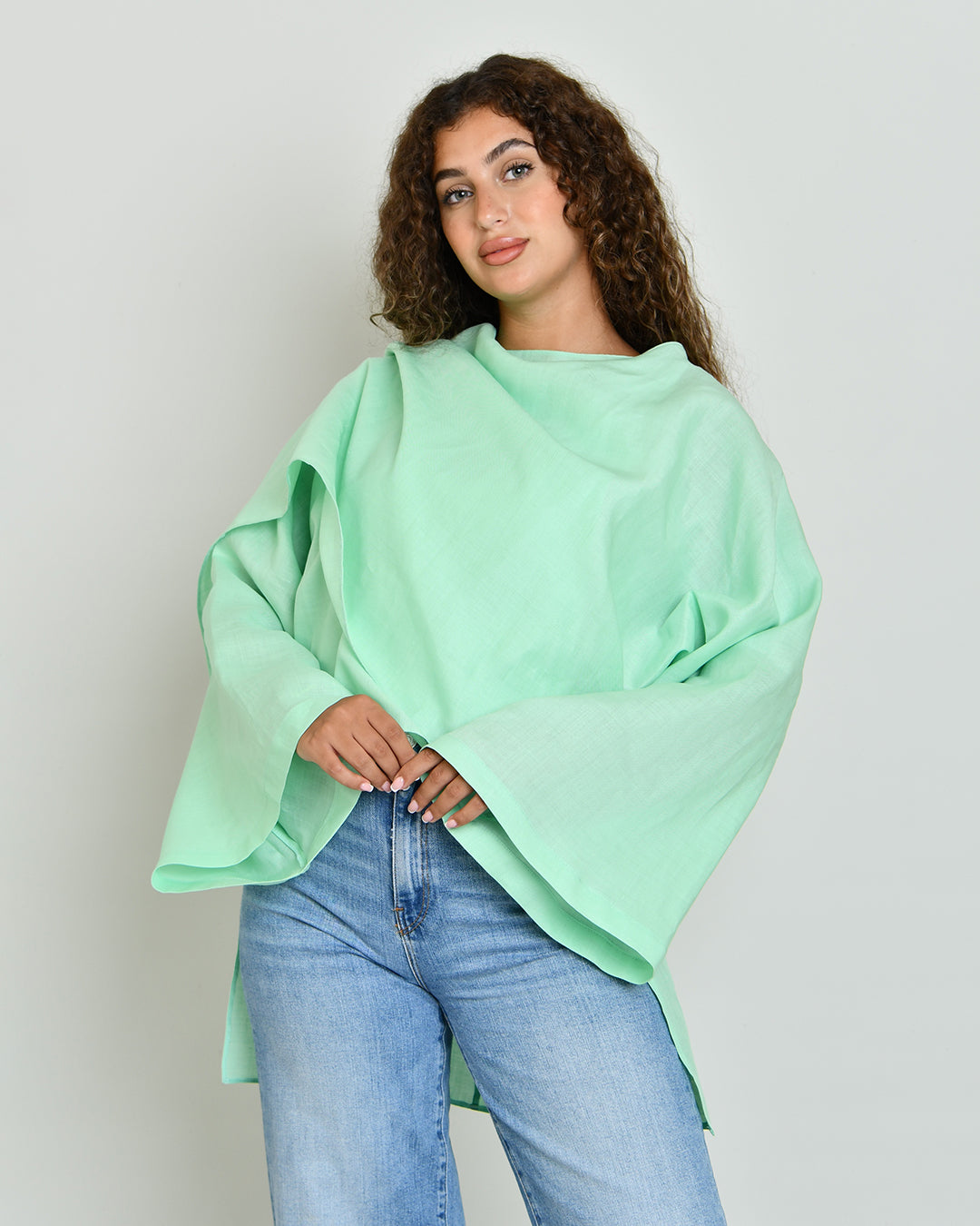 The Linen Scarf Top in neon mint - image 3