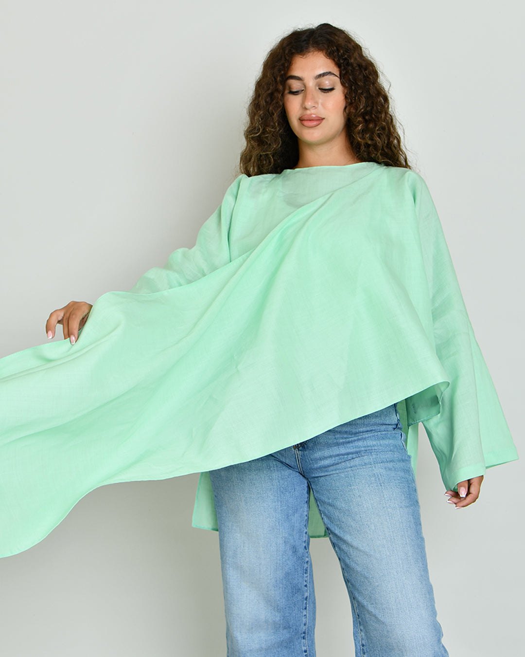 The Linen Scarf Top in neon mint - image 5