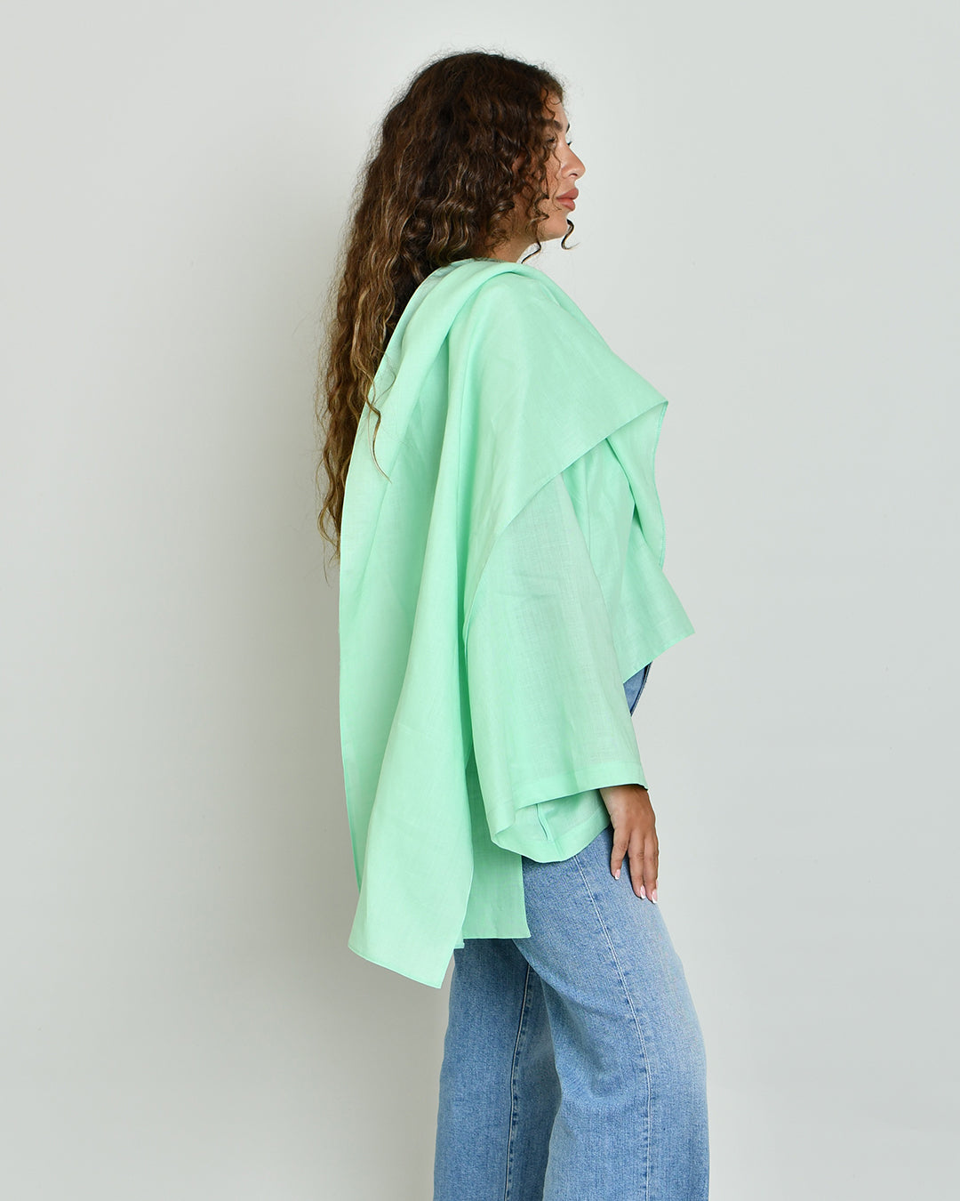 The Linen Scarf Top in neon mint - image 4
