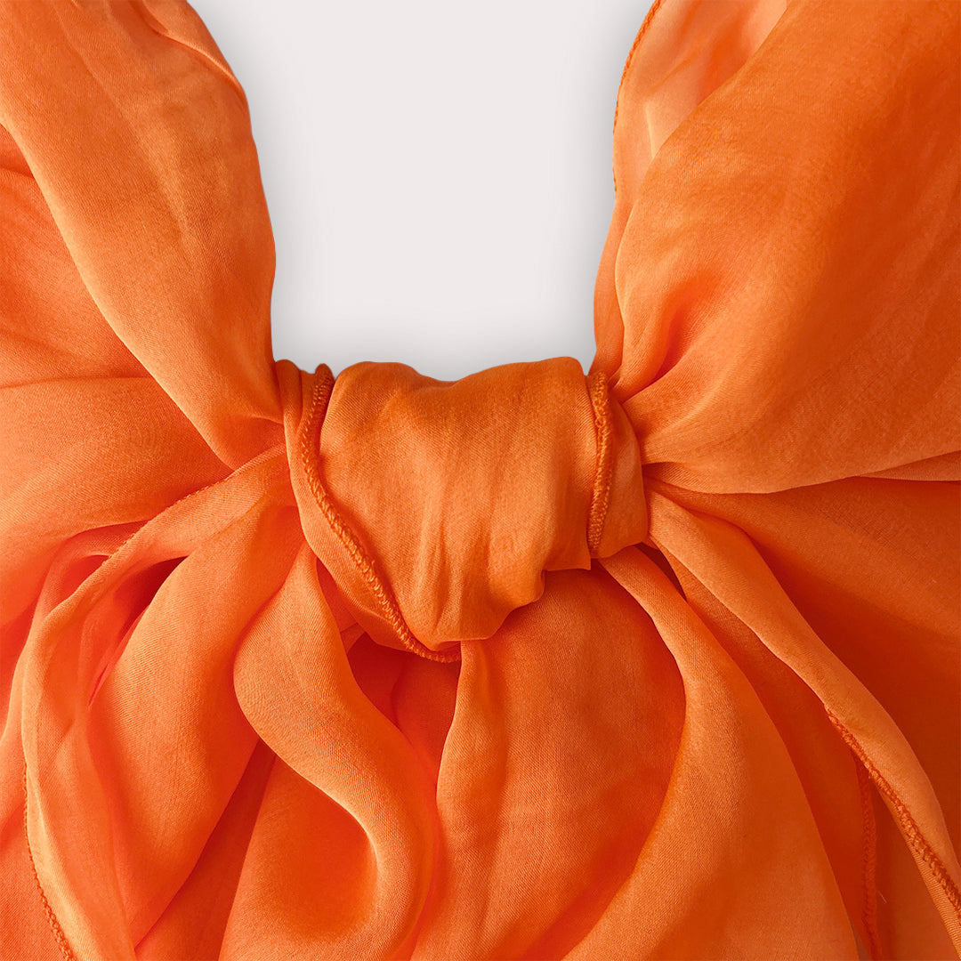 The Single-Layered Silk Chiffon Scarf – Neon Clementine Orange - image 2