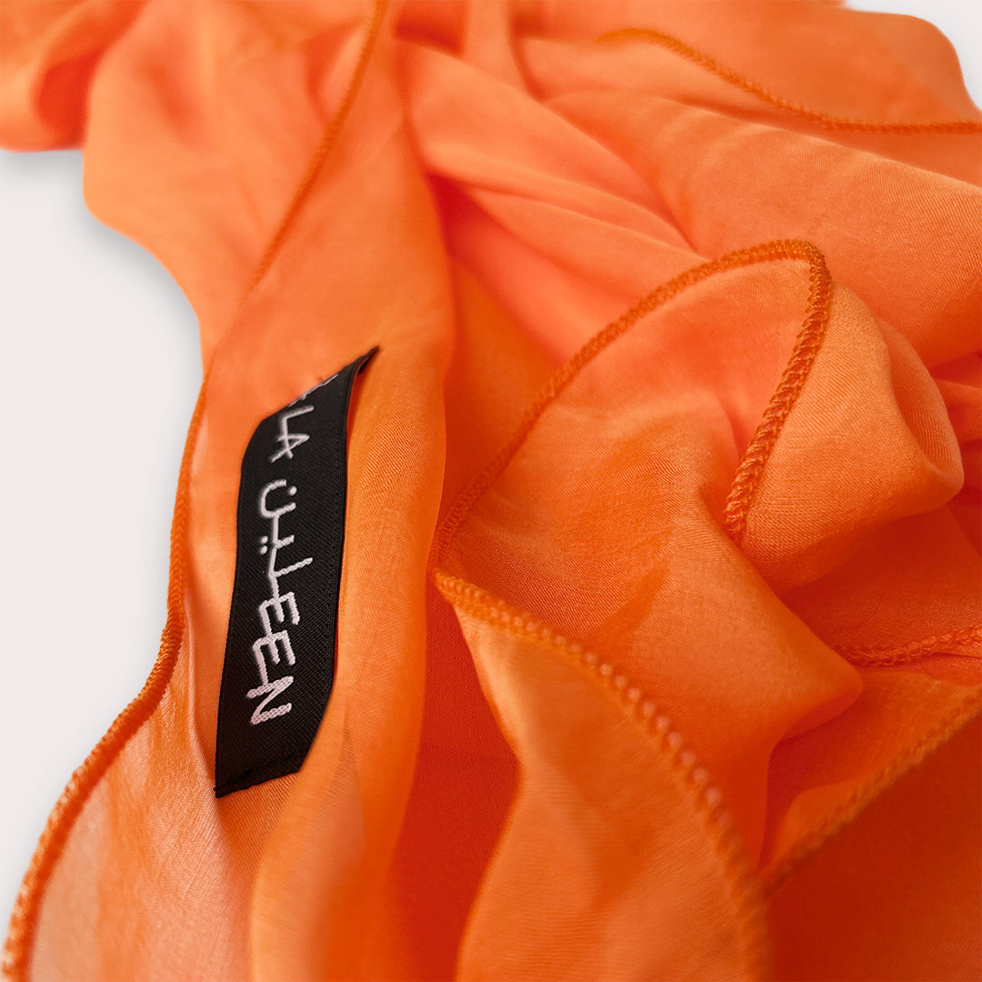 The Single-Layered Silk Chiffon Scarf – Neon Clementine Orange - image 3