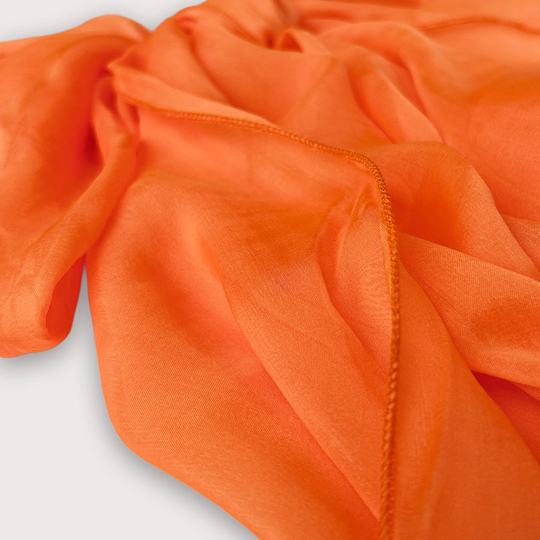 The Single-Layered Silk Chiffon Scarf – Neon Clementine Orange - image 1
