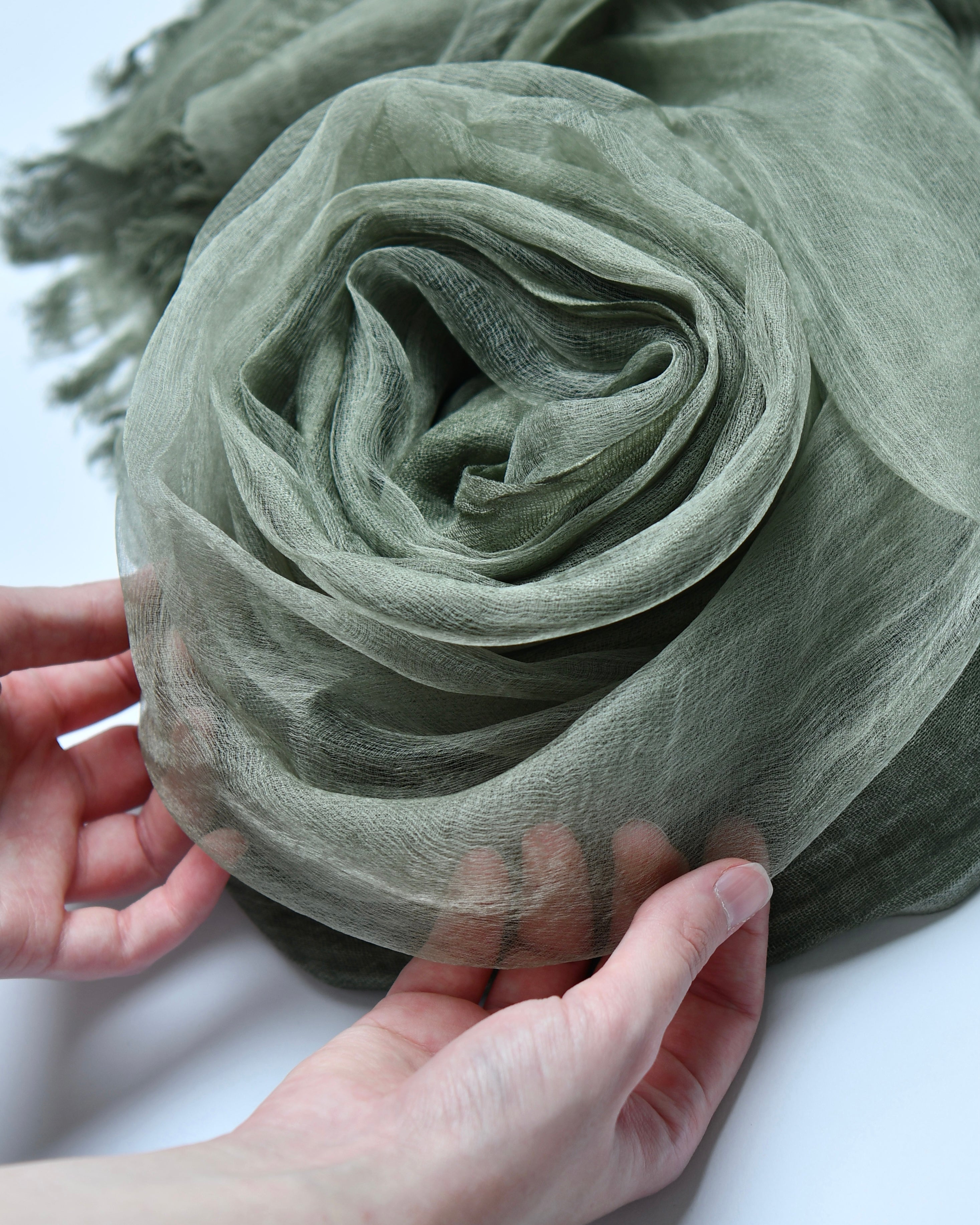 The OrganzaXCotton Double-Layered Scarf in Khaki Green - image 1