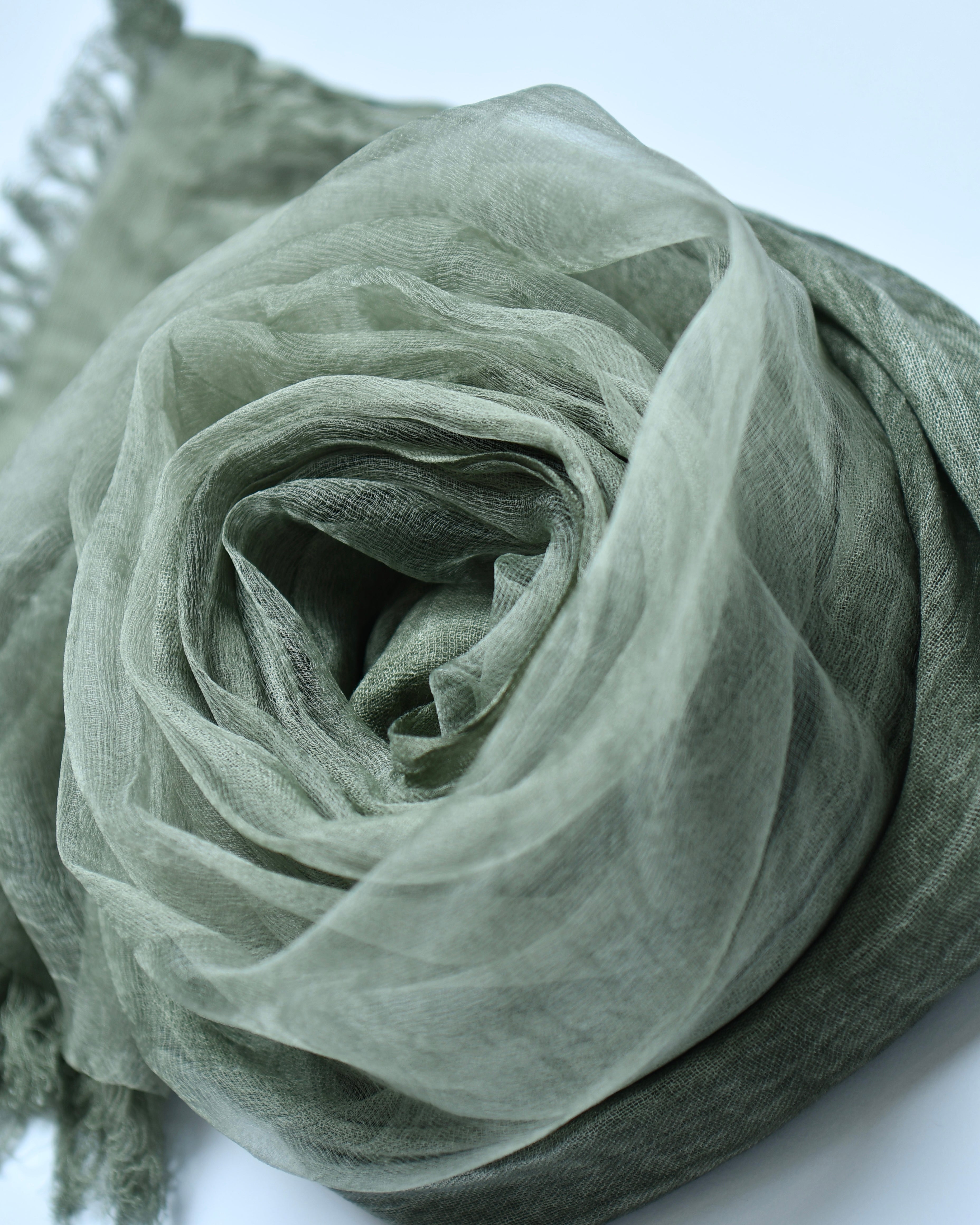 The OrganzaXCotton Double-Layered Scarf in Khaki Green - image 4