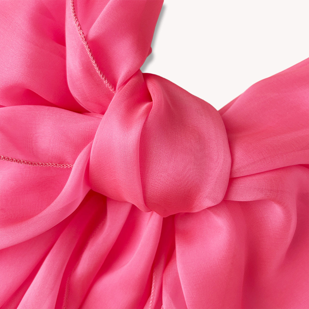 The Single-Layered Silk Chiffon Scarf – Neon Candy Pink - image 2