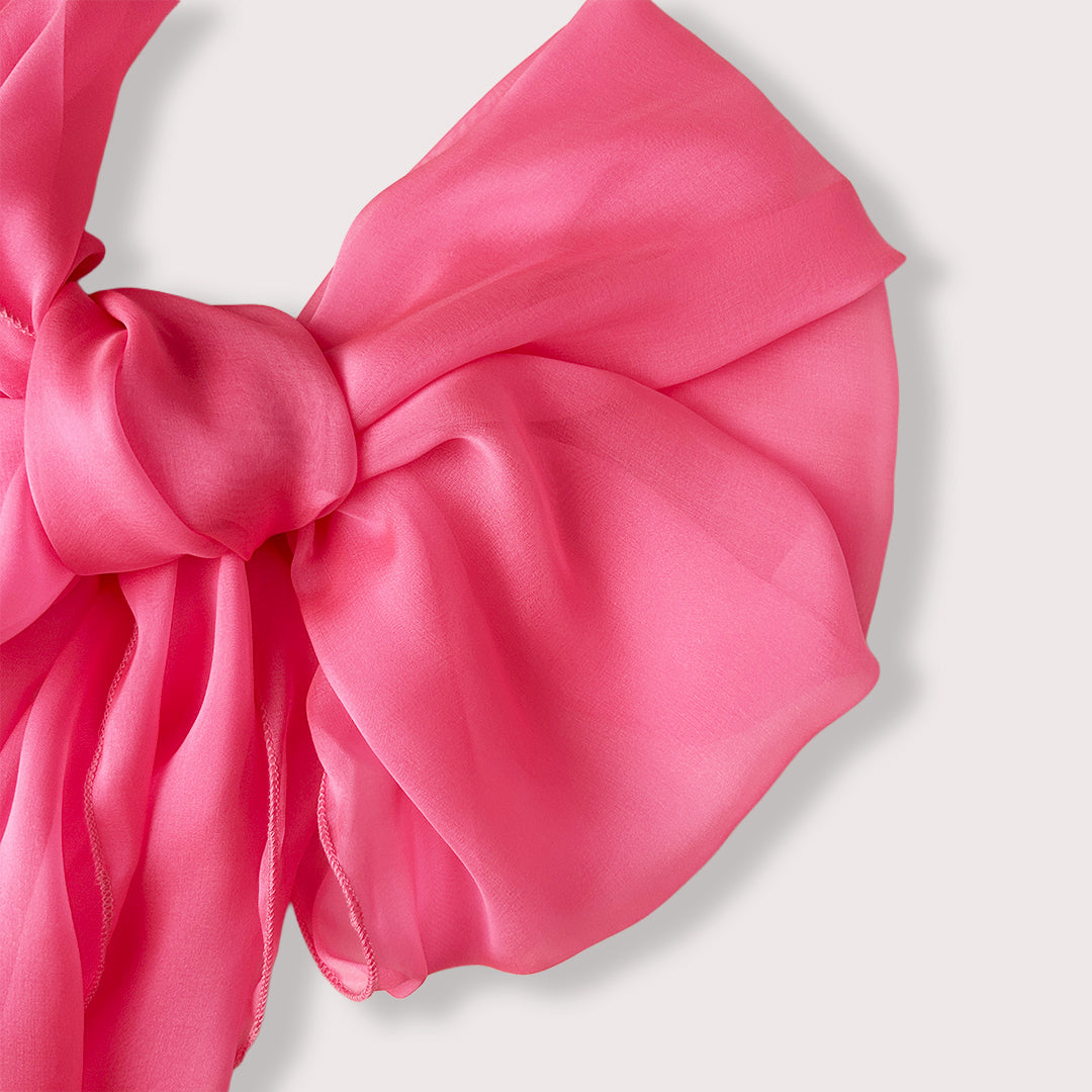The Single-Layered Silk Chiffon Scarf – Neon Candy Pink - image 3