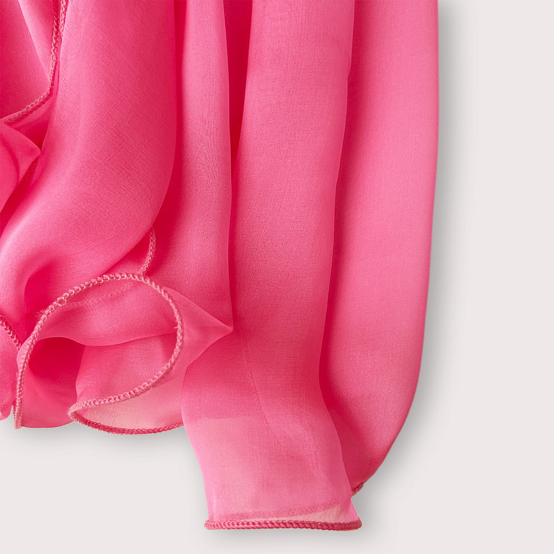 The Single-Layered Silk Chiffon Scarf – Neon Candy Pink - image 5