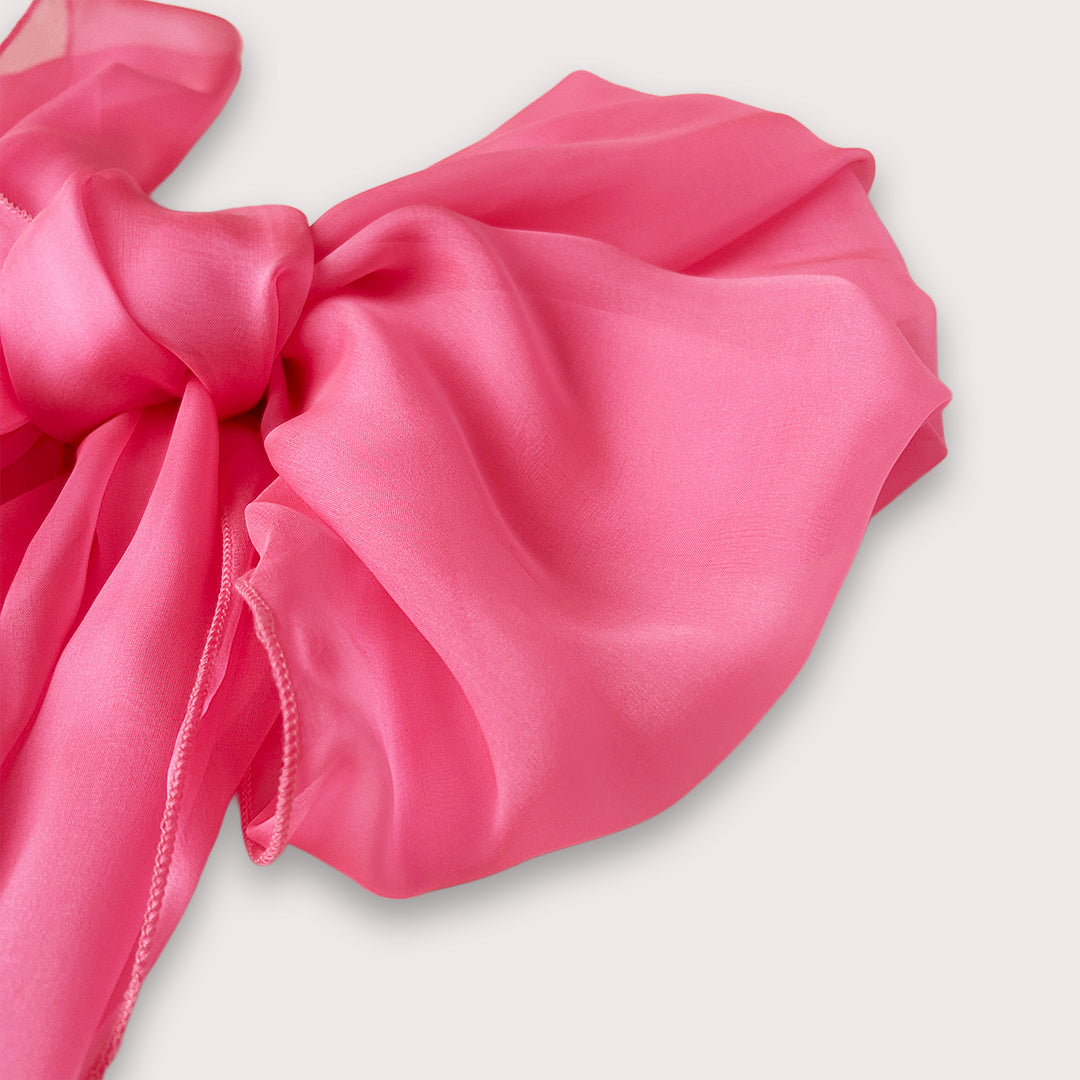 The Single-Layered Silk Chiffon Scarf – Neon Candy Pink - image 6