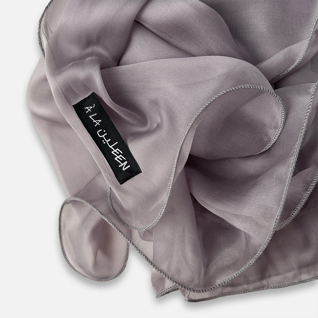 The Double-Layered Silk Chiffon Scarf – Silver Iris - image 2