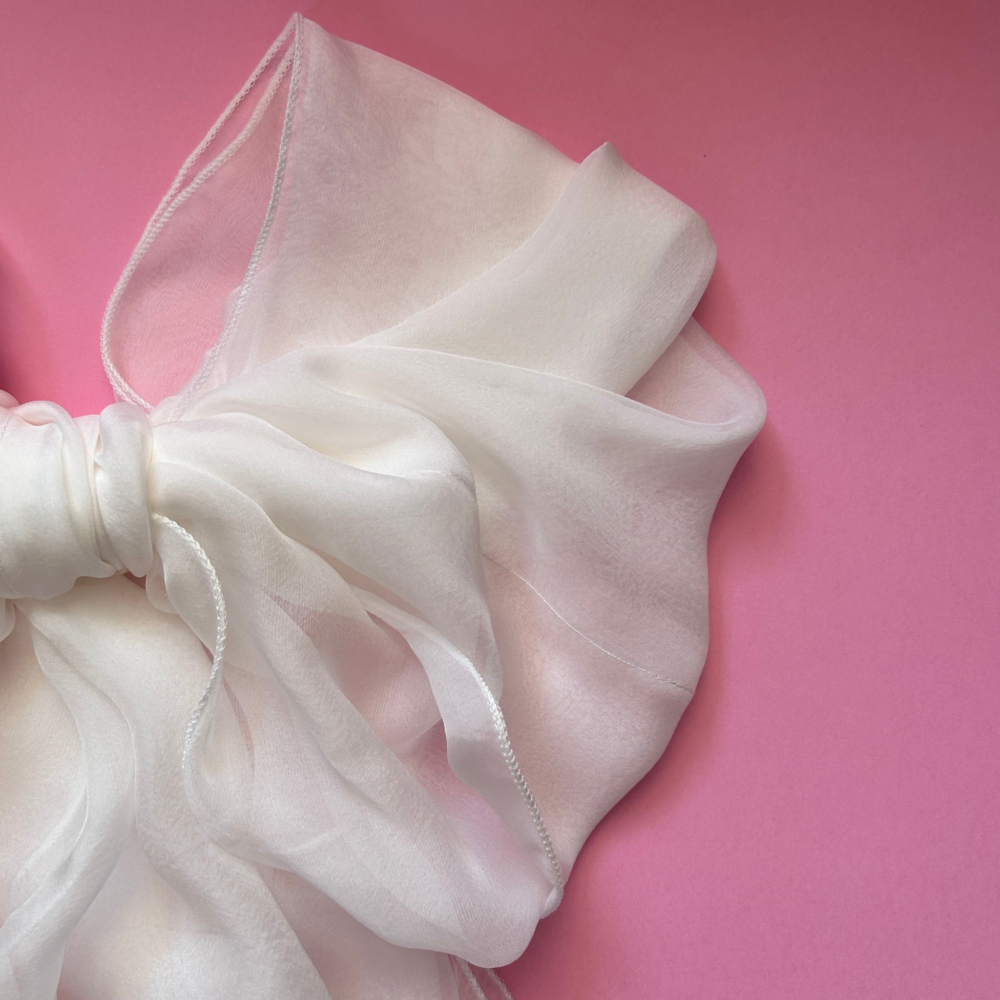 The Double-Layered Silk Chiffon Scarf – Pearl White – Bridal Edition - image 3