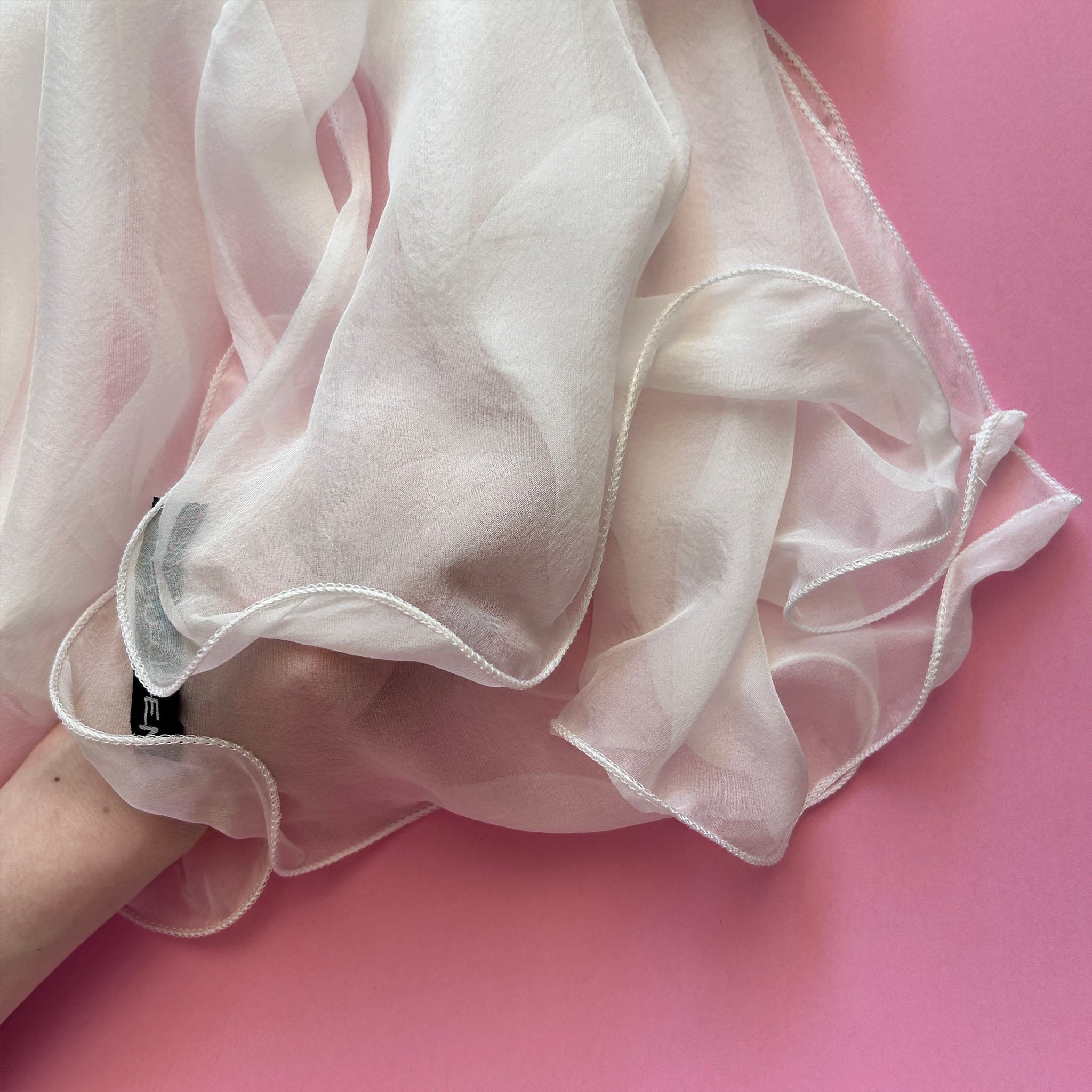 The Double-Layered Silk Chiffon Scarf – Pearl White – Bridal Edition - image 5