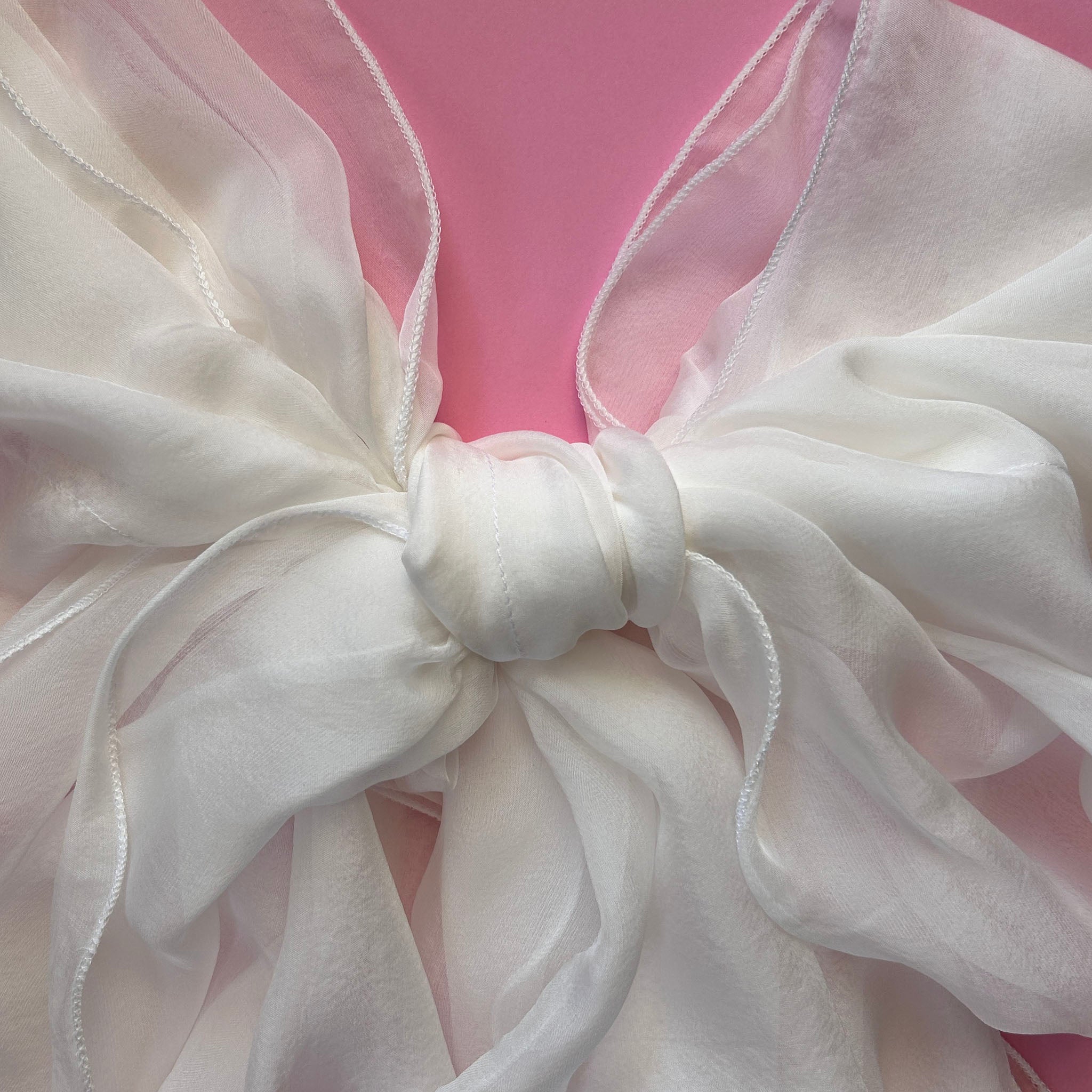 The Double-Layered Silk Chiffon Scarf – Pearl White – Bridal Edition - image 2