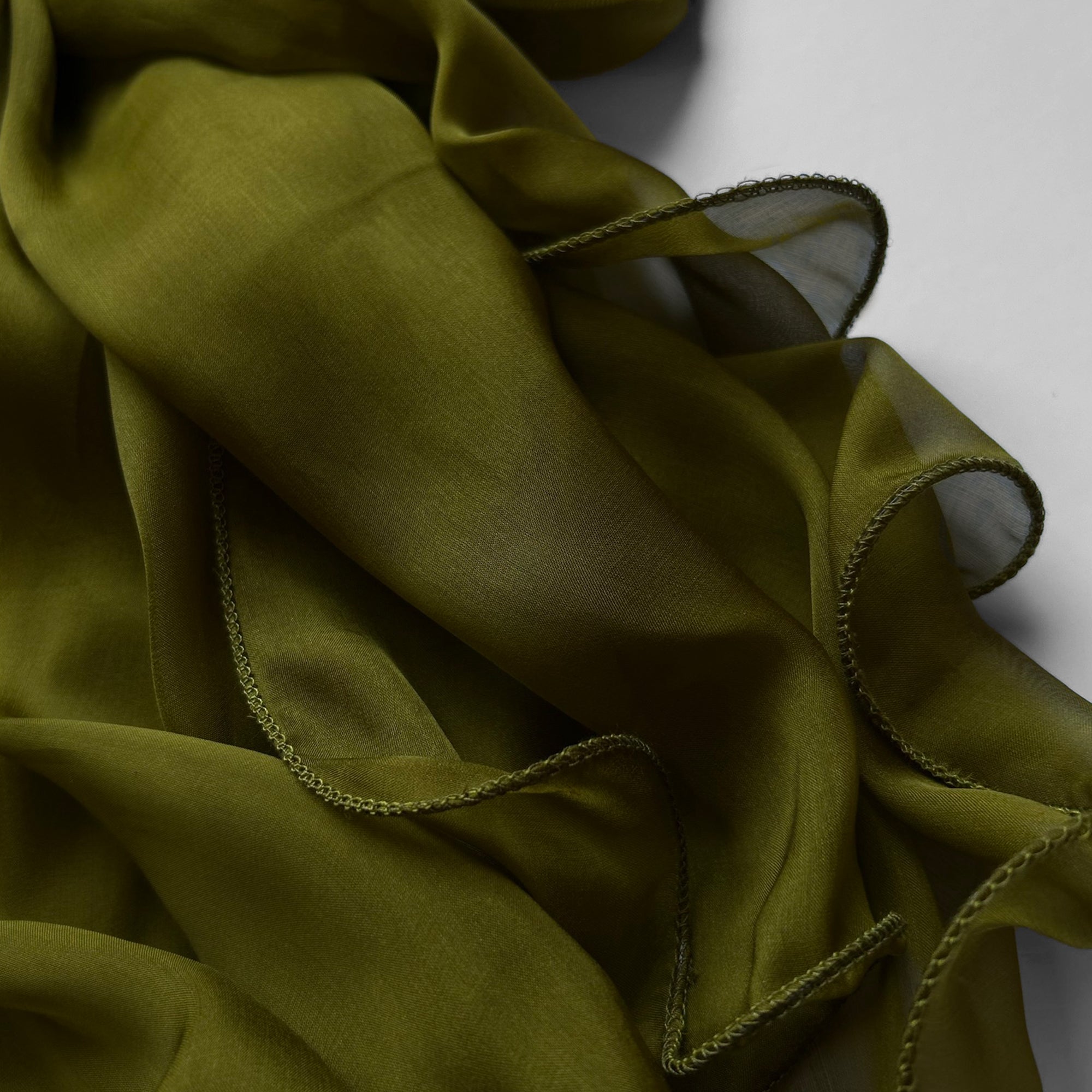 The Double-Layered Silk Chiffon Scarf – Intense Olive - image 4