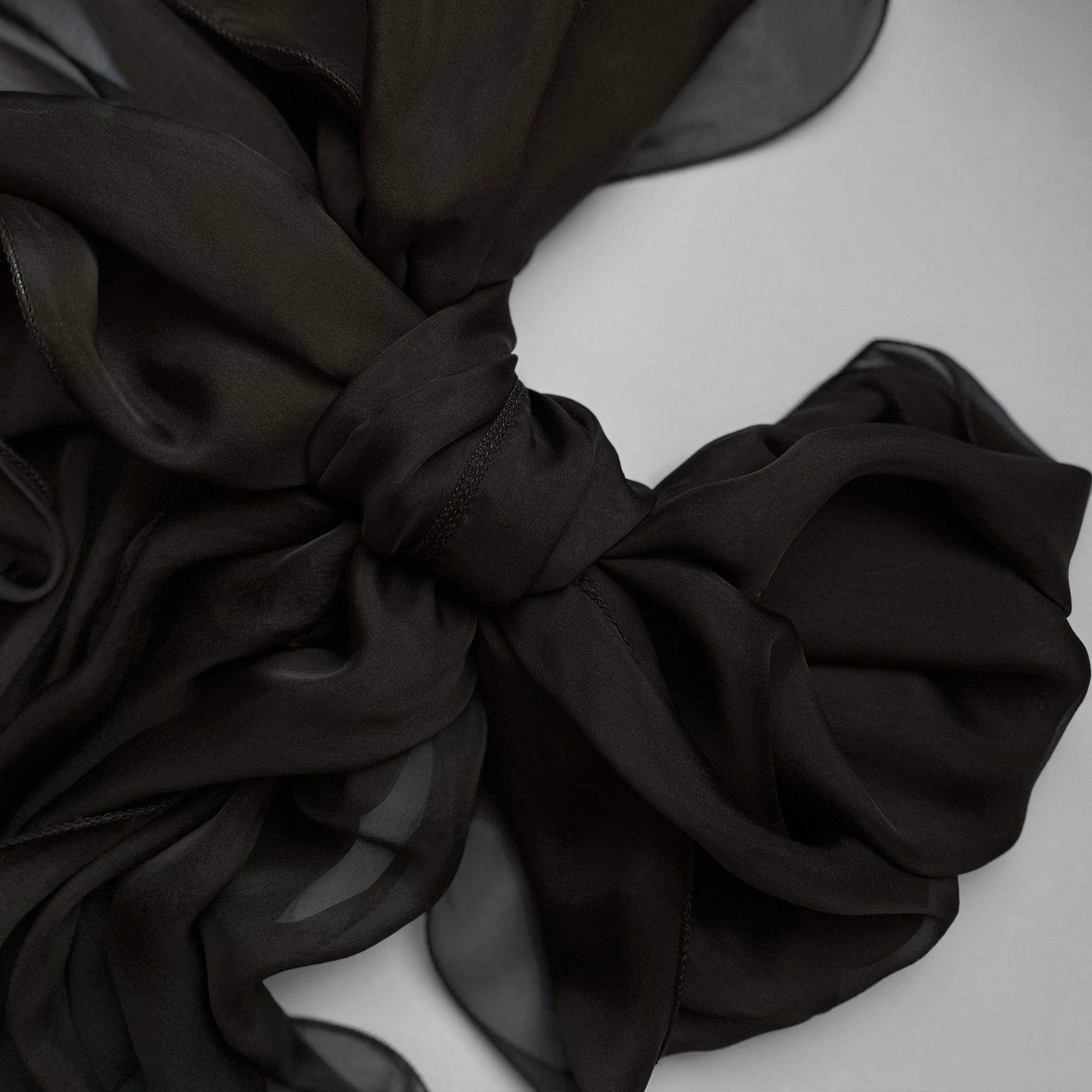The Double-Layered Silk Chiffon Scarf – Army Brown - image 3