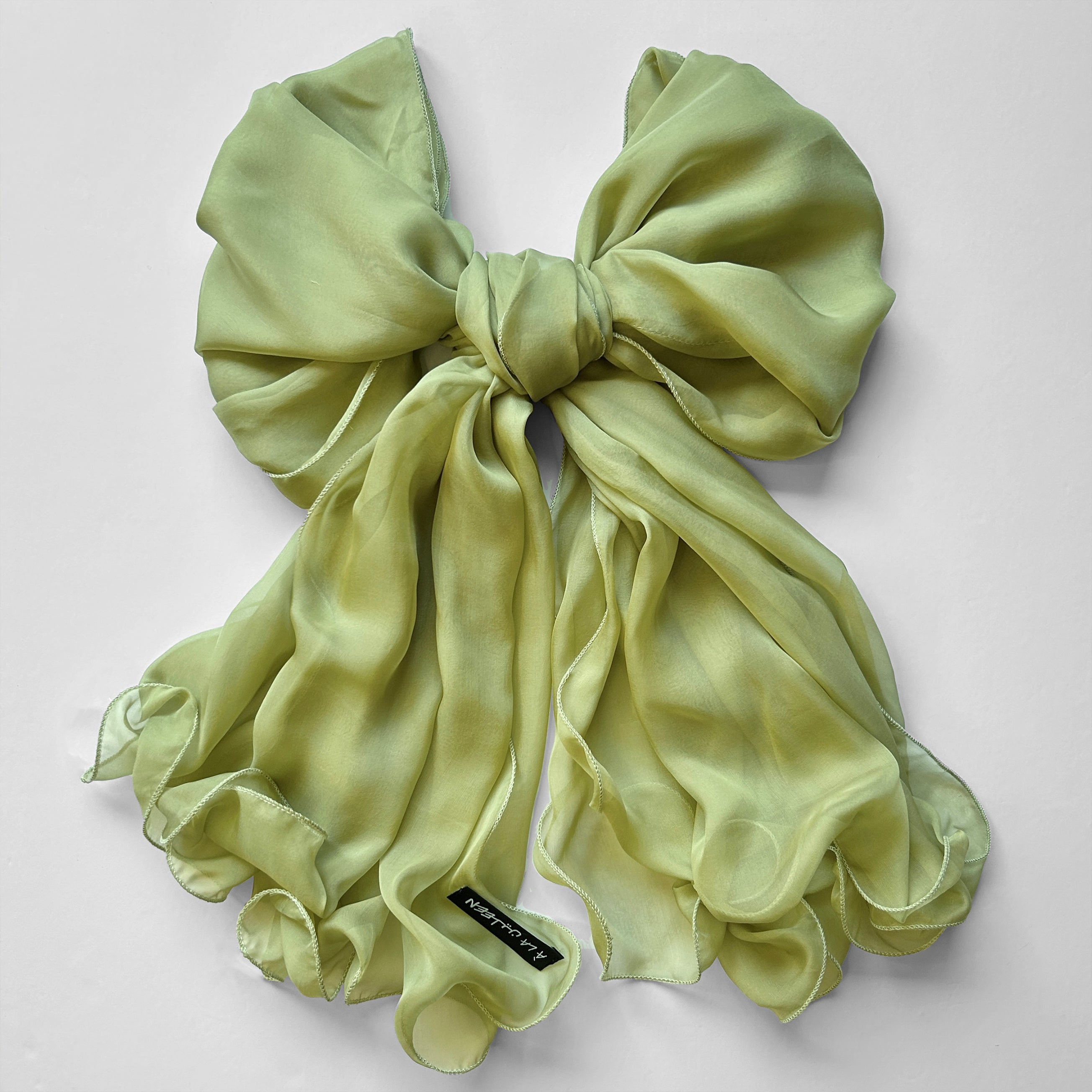 The Double-Layered Silk Chiffon Scarf – Apple Green - image 1
