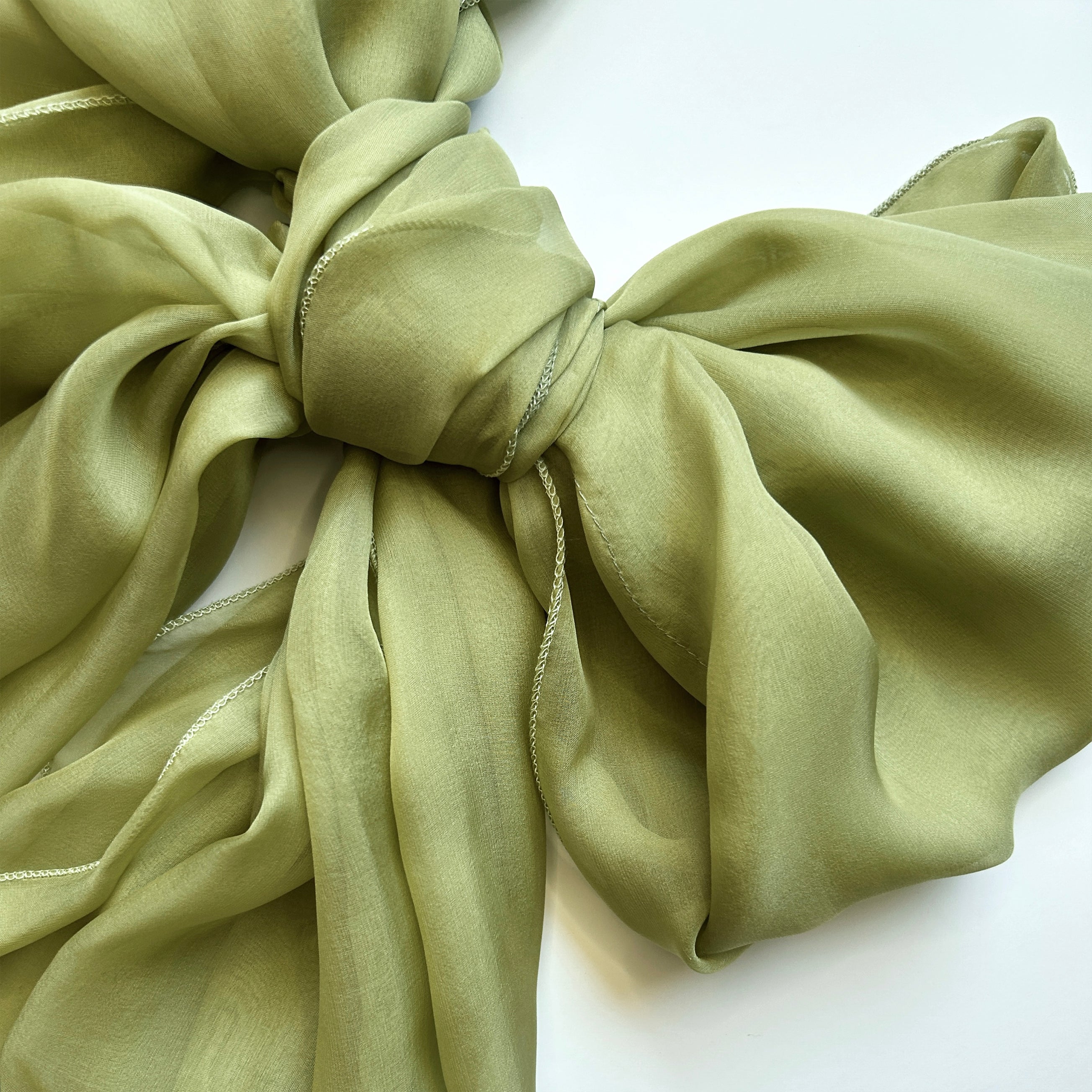 The Double-Layered Silk Chiffon Scarf – Apple Green - image 3