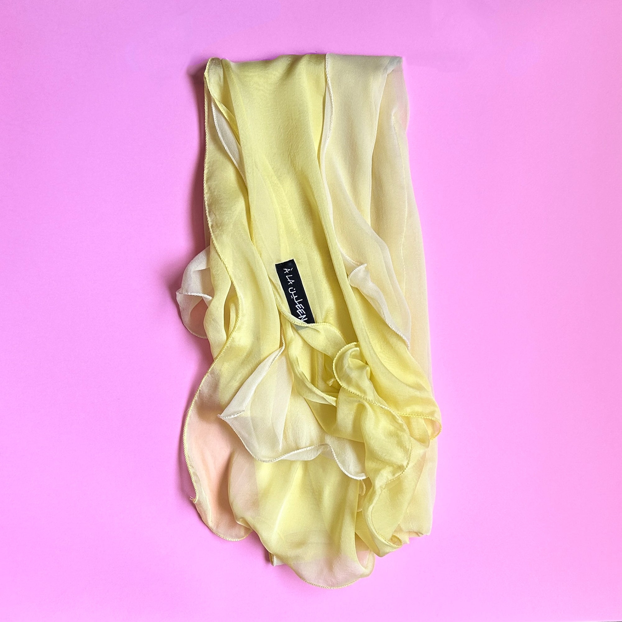The Double-Layered Silk Chiffon Scarf – Two-tone Butter Yellow Combo - image 2