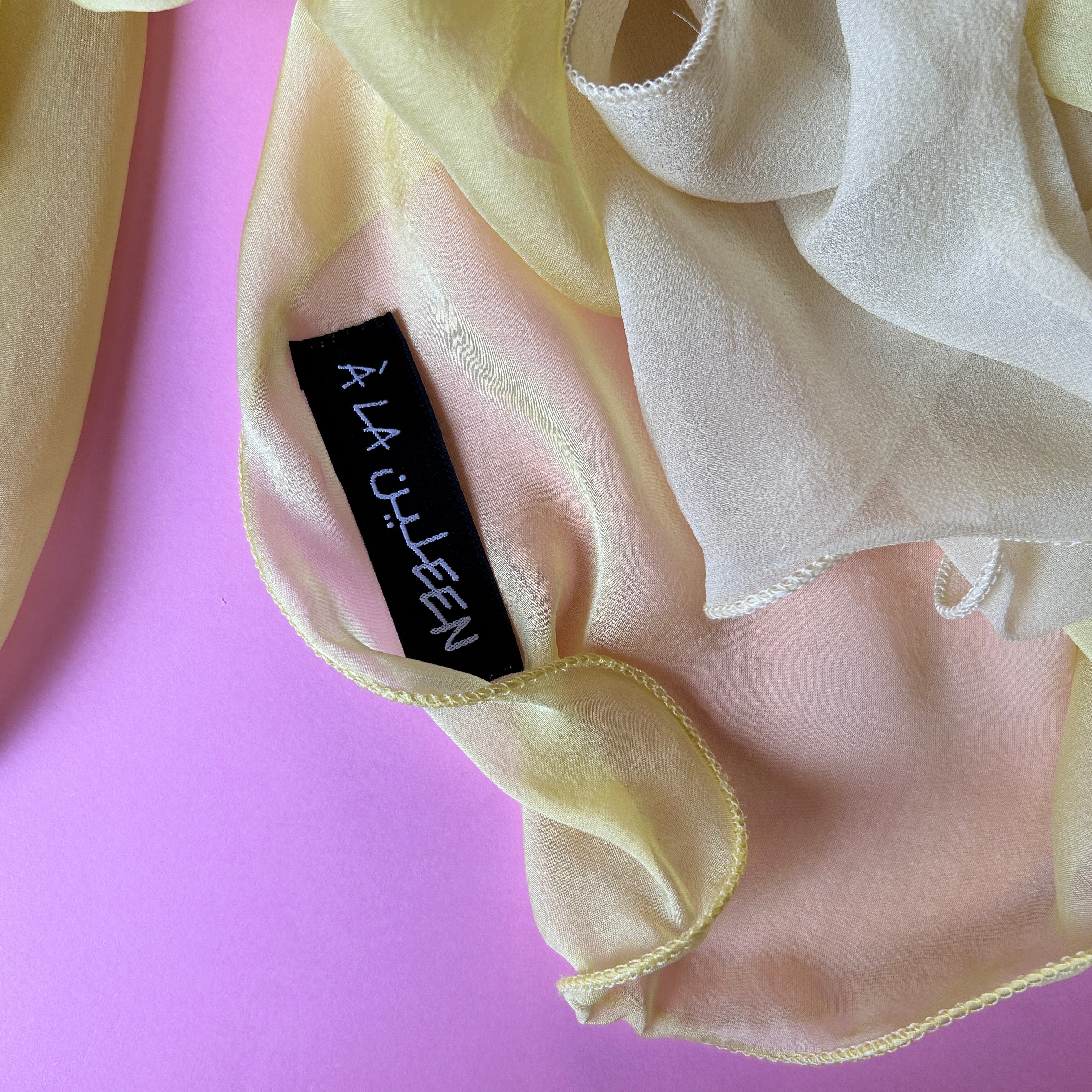 The Double-Layered Silk Chiffon Scarf – Two-tone Butter Yellow Combo - image 3