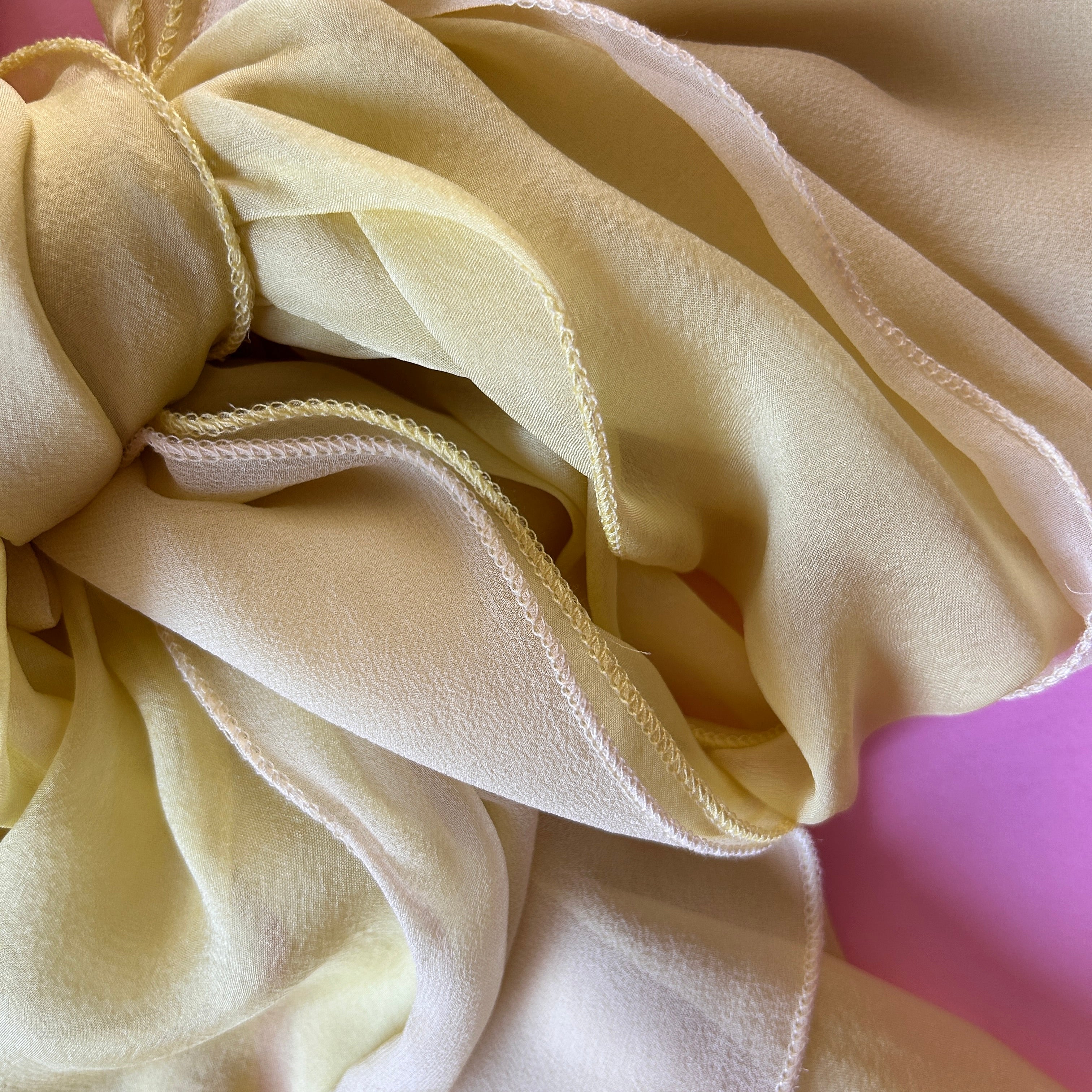 The Double-Layered Silk Chiffon Scarf – Two-tone Butter Yellow Combo - image 4