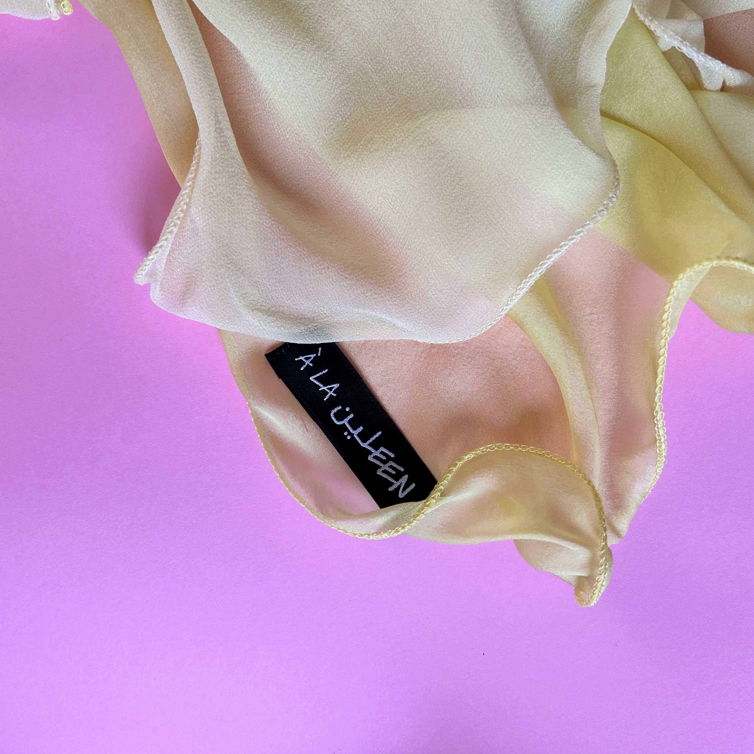 The Double-Layered Silk Chiffon Scarf – Two-tone Butter Yellow Combo - image 5