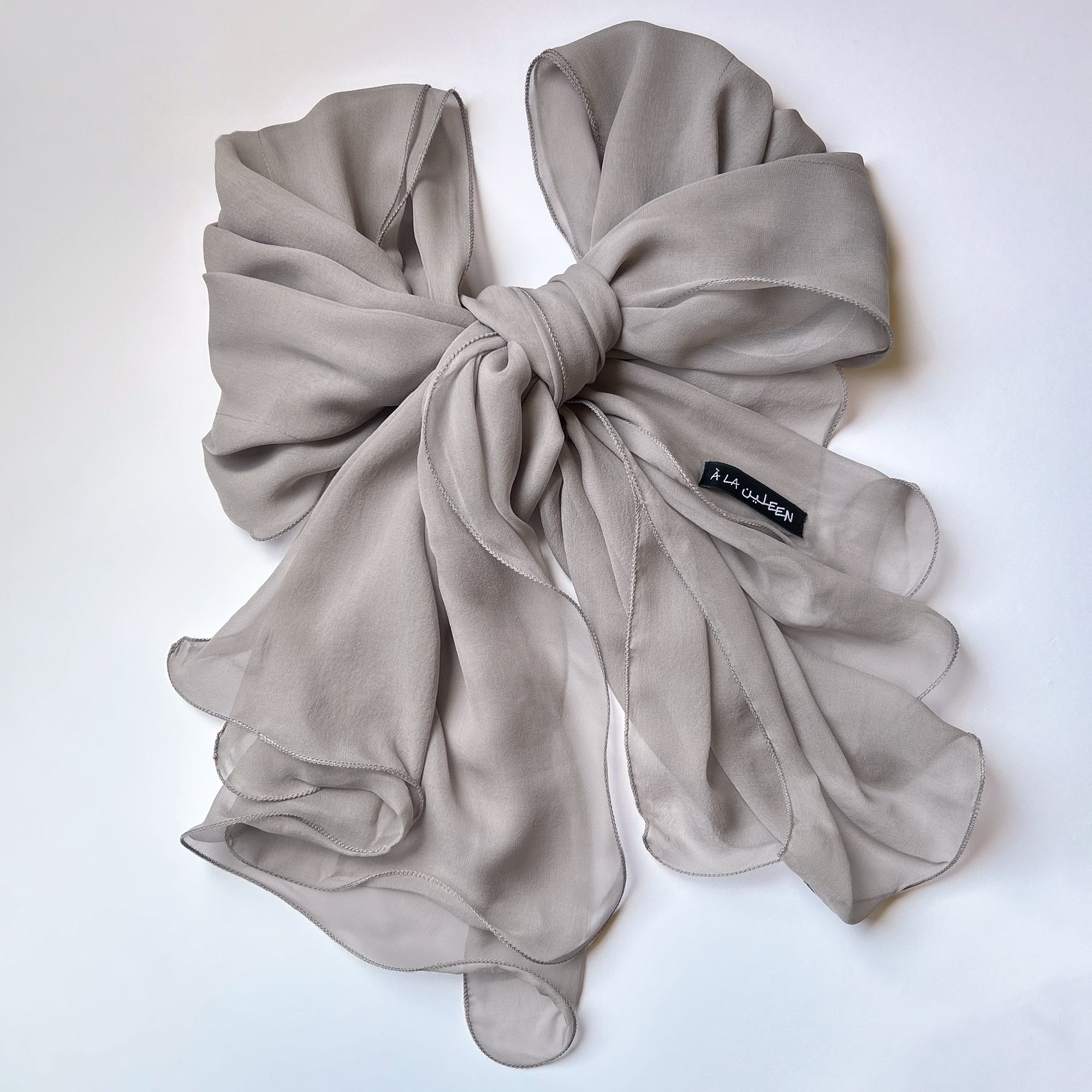The Double-Layered Silk Chiffon Scarf – Taupe - image 3