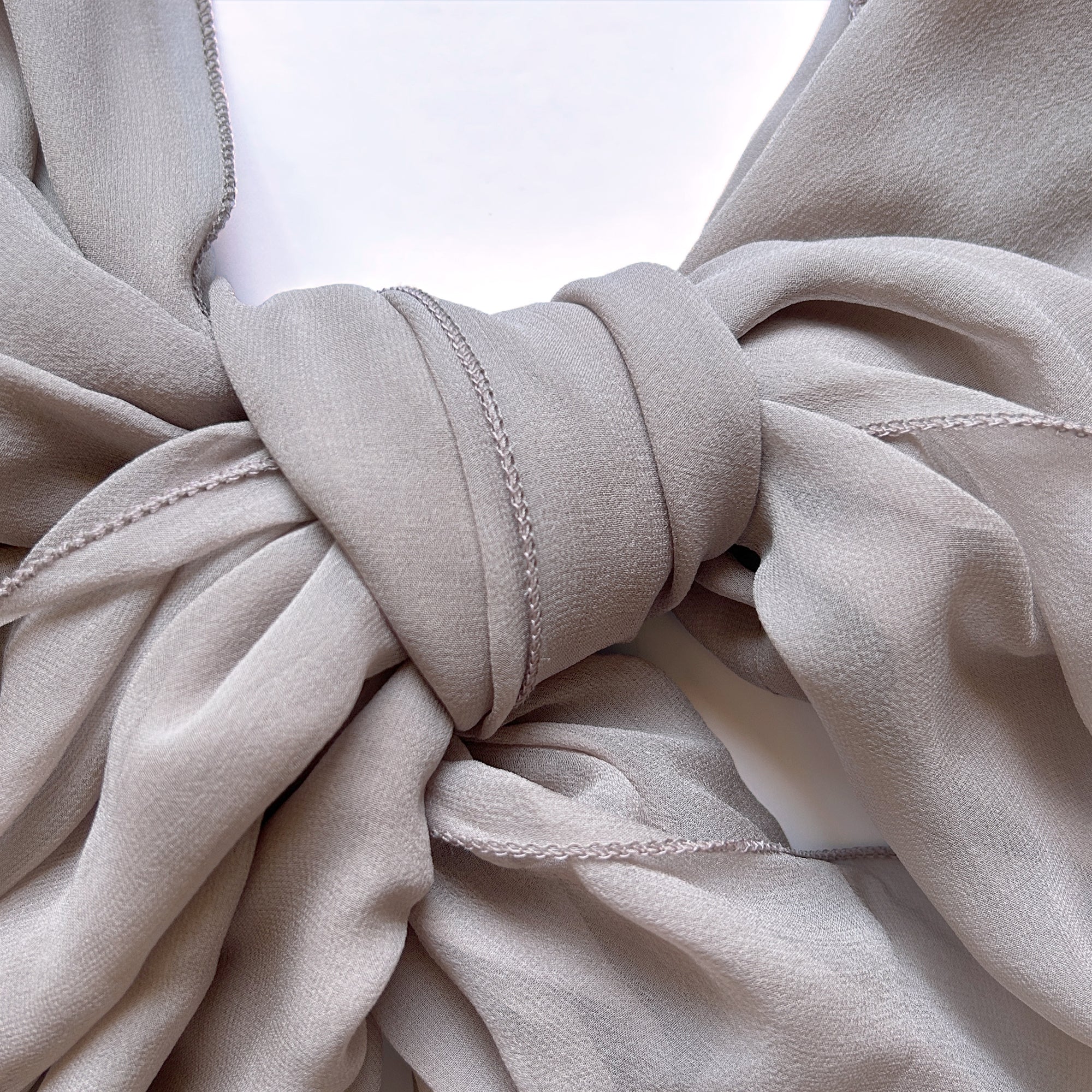 The Double-Layered Silk Chiffon Scarf – Taupe - image 4