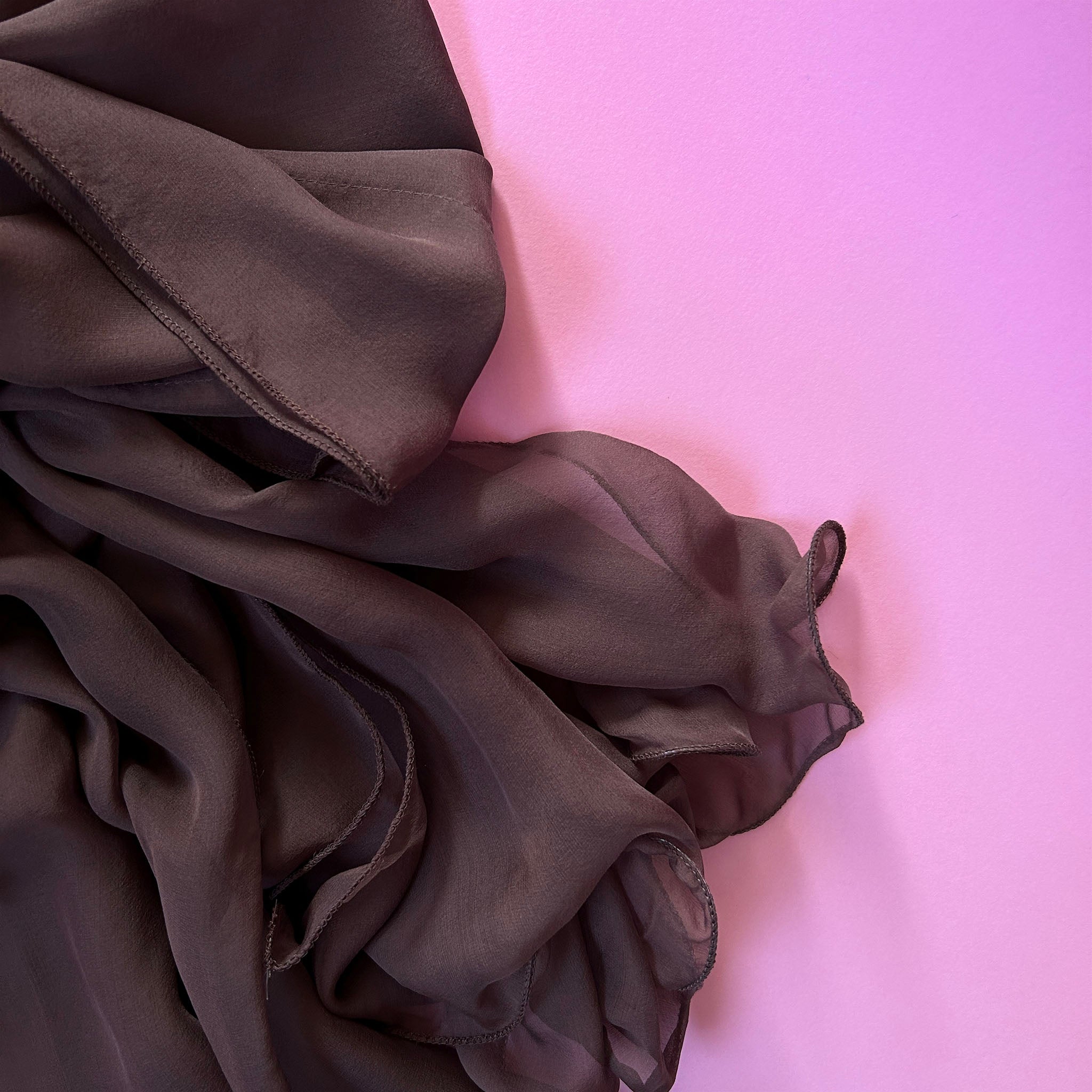 The Double-Layered Silk Chiffon Scarf – Brown - image 3